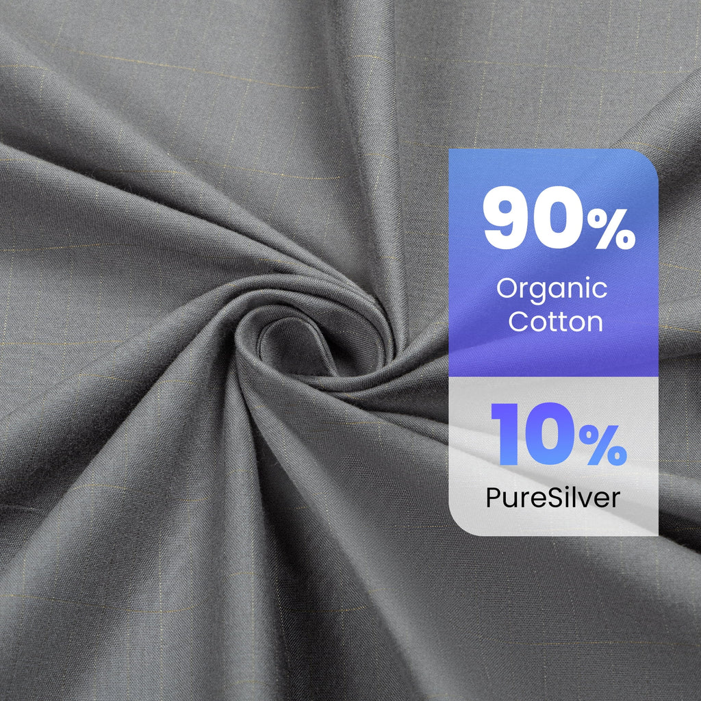 Grounding Sheets Queen Size 90% Organic Cotton + 10% Pure Silver Fitted Bed Sheet Gray Fiber Grounding Sheet Earth Ce... - Image 4
