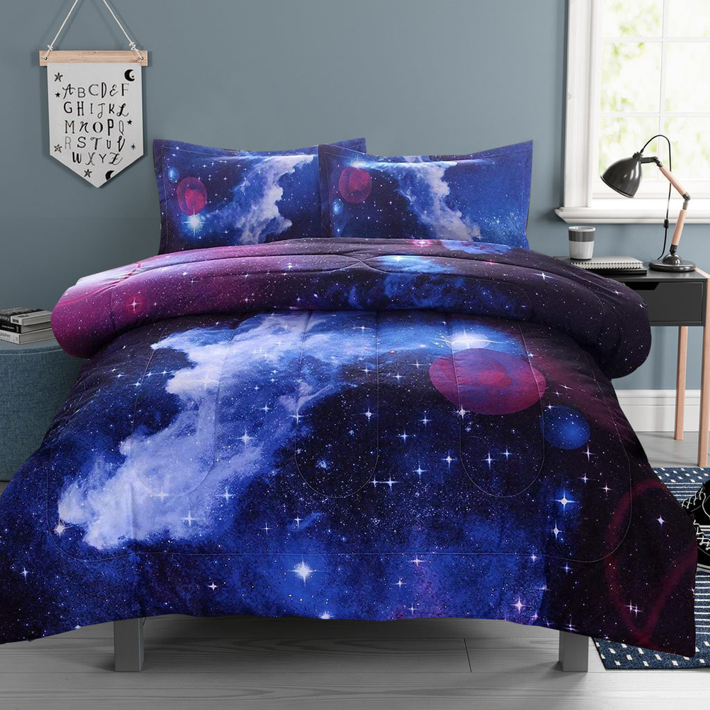 Galaxy Bedding Sets Outer Space Comforter 3D Printed Space Quilt Set Full Size for Kids Blue - Image 5
