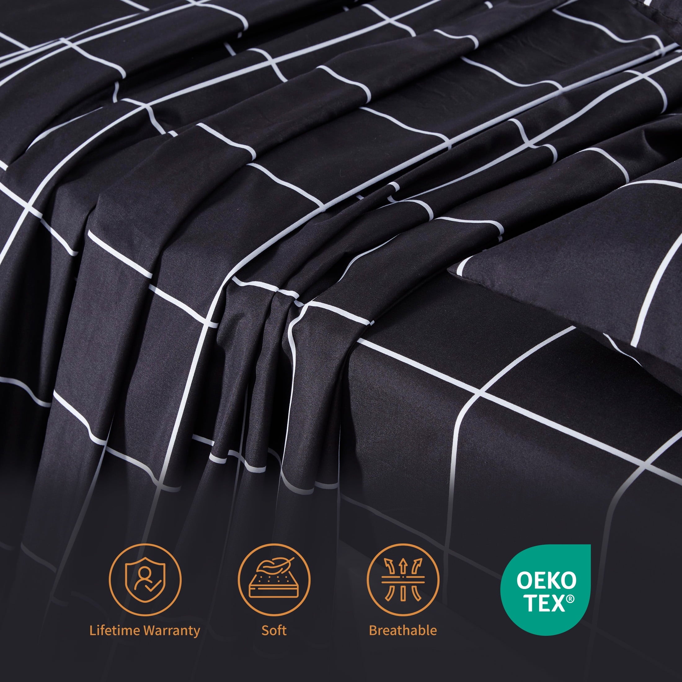 Full Bed Sheet Set, 4 Pieces Breathable & Super Soft, Easy Care Printed Microfiber with Deep Pocket & Envelope Closur... - Image 4