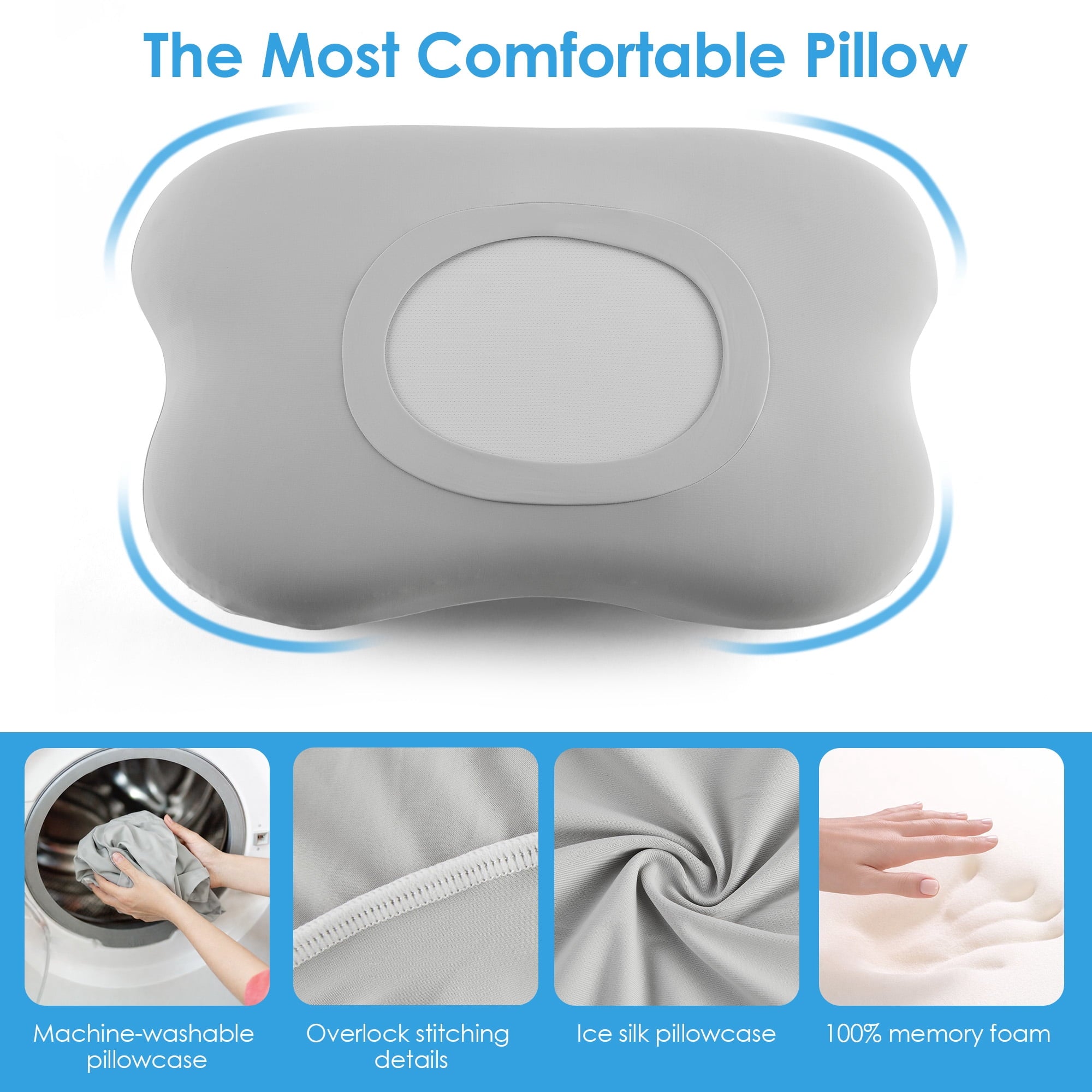 Cervical Pillow Orthopedic Cervical Pillow for Neck Pain Relief, Memory Foam Bed Pillow with Pillowcase, Contour Bed ... - Image 5
