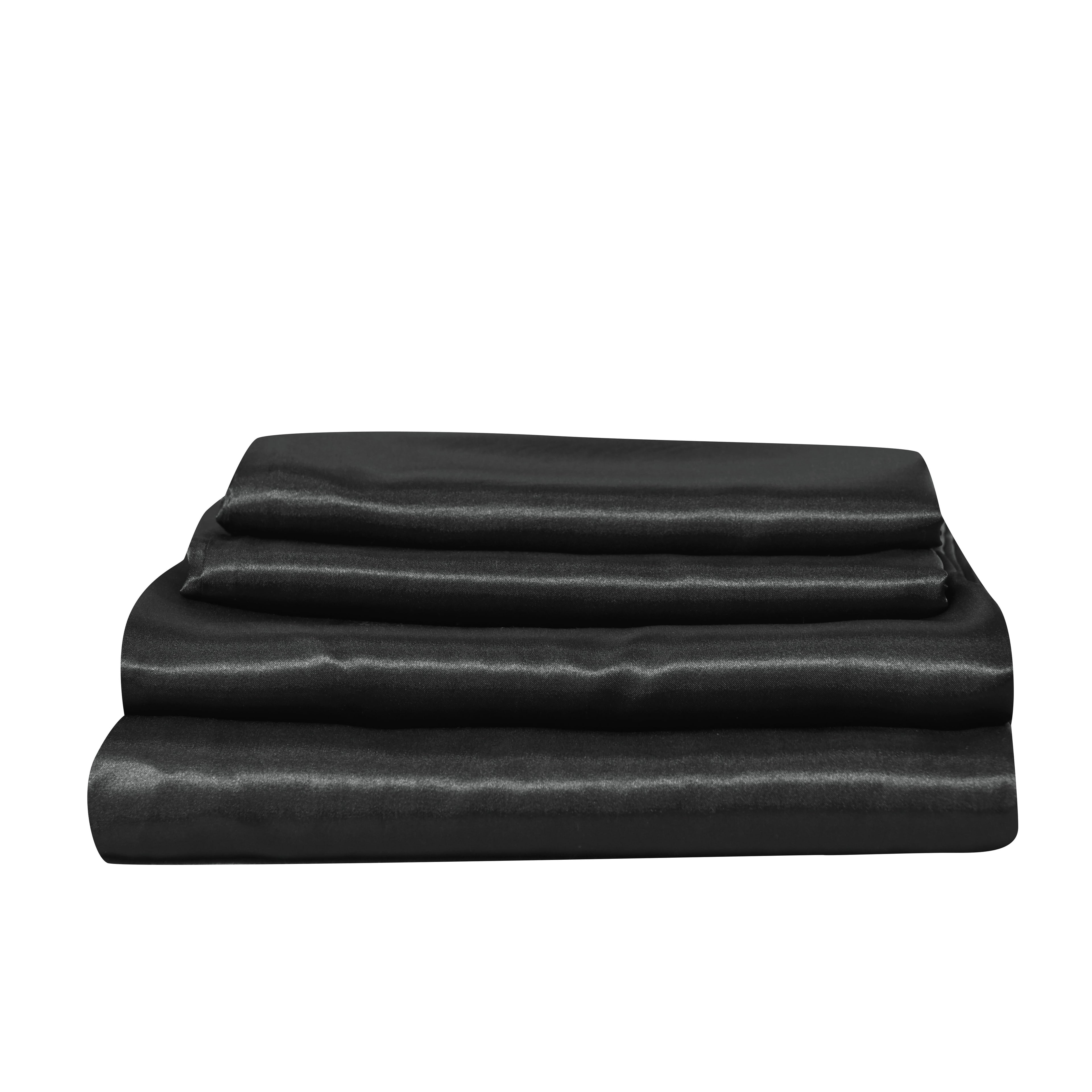 NTBED Satin Sheets Full Black Luxury Silky Bed Sheets 1800 Microfiber Sheet Set 4 Pcs - Image 6