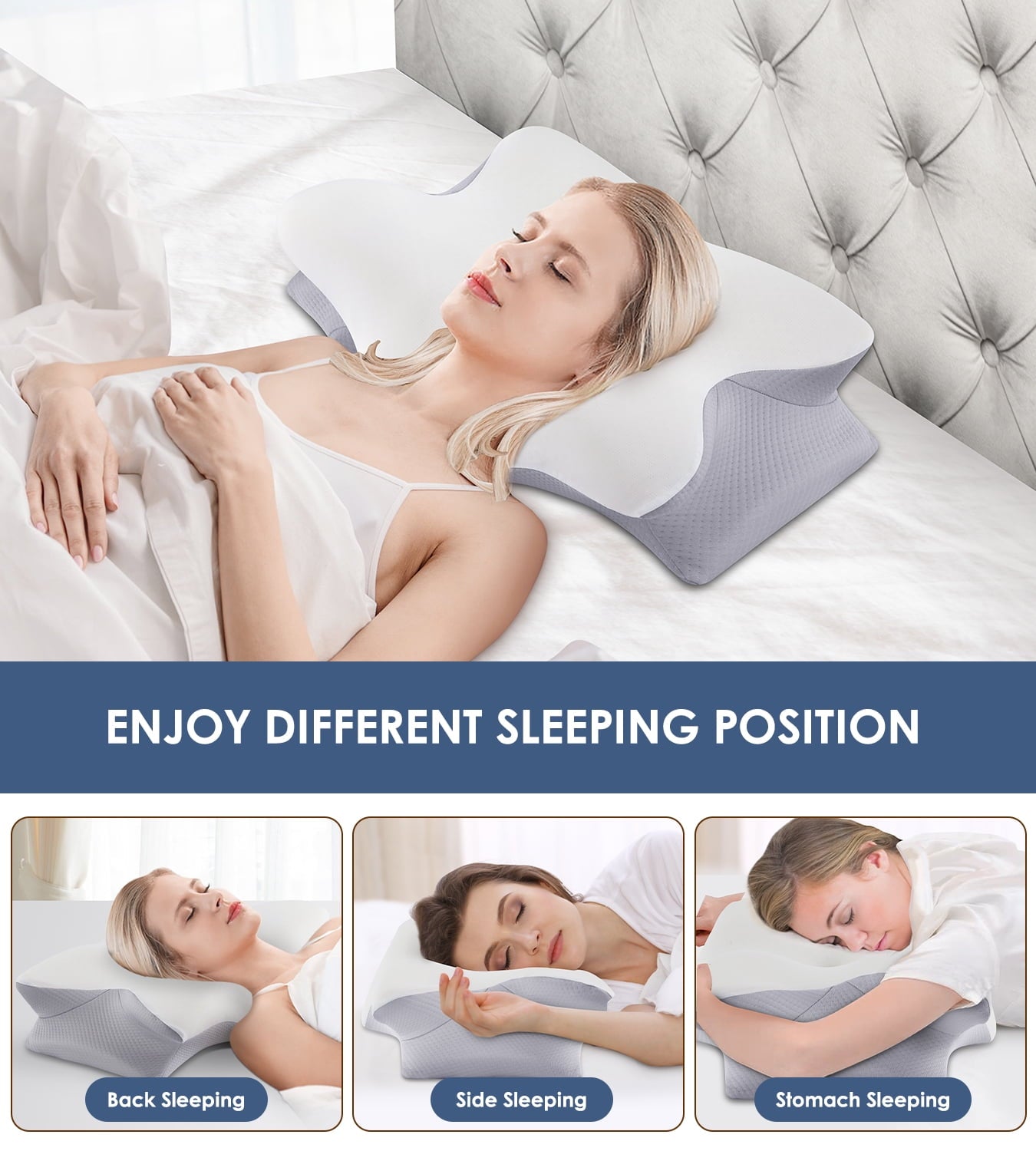 Cervical Pillow for Neck Pain Relief, Contour Memory Foam Pillows, Odorless Ergonomic Neck Pillow Adjustable Orthoped... - Image 3