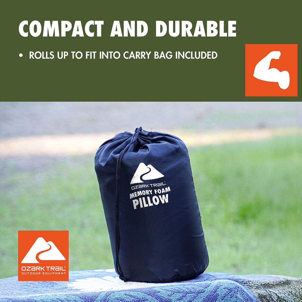 Ozark Trail Dark Grey Memory Foam Camping Pillow for Adults - Image 6