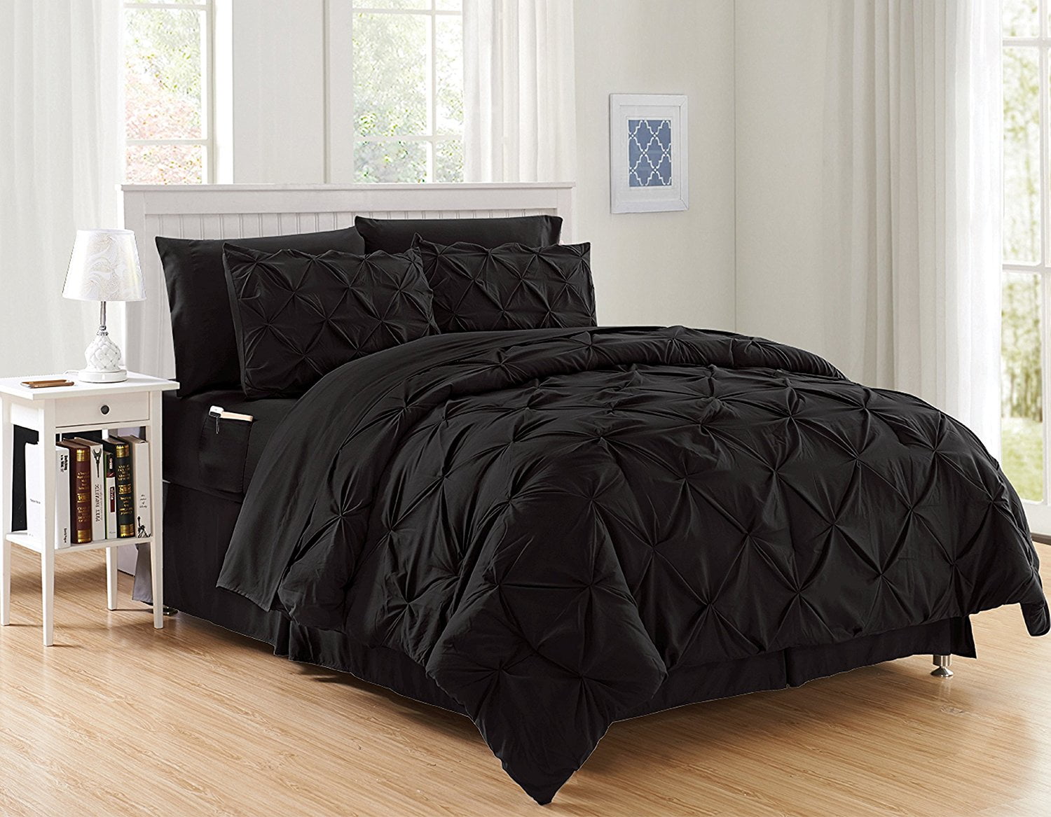 8 Pieces Prestige Soft and Comfortable Collection Comforter Set, Full/Queen, Black