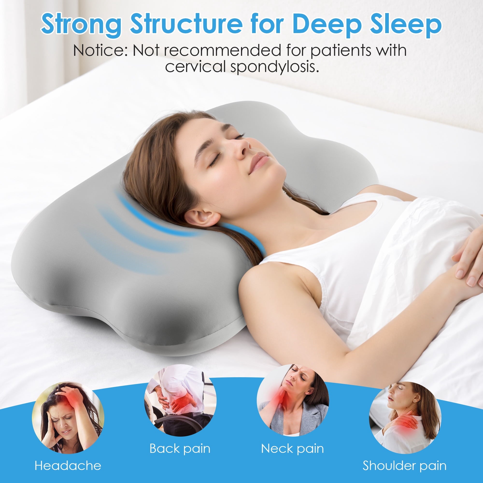 Cervical Pillow Orthopedic Cervical Pillow for Neck Pain Relief, Memory Foam Bed Pillow with Pillowcase, Contour Bed ... - Image 4