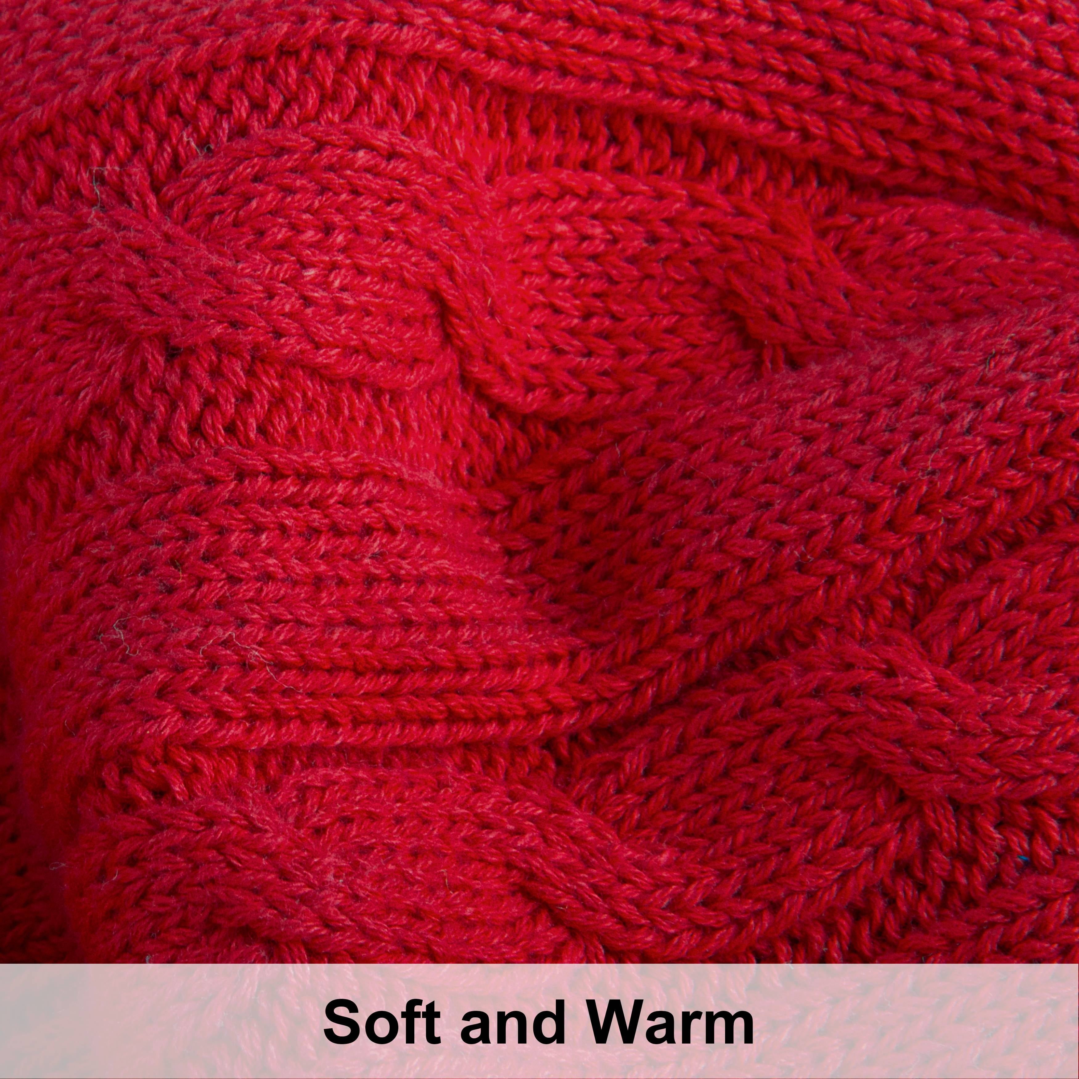 Ntbay 100% Cotton Cable Knit Throw, Super Soft Warm Knitted Blanket Home Decor, 51"x67", Red - Image 4