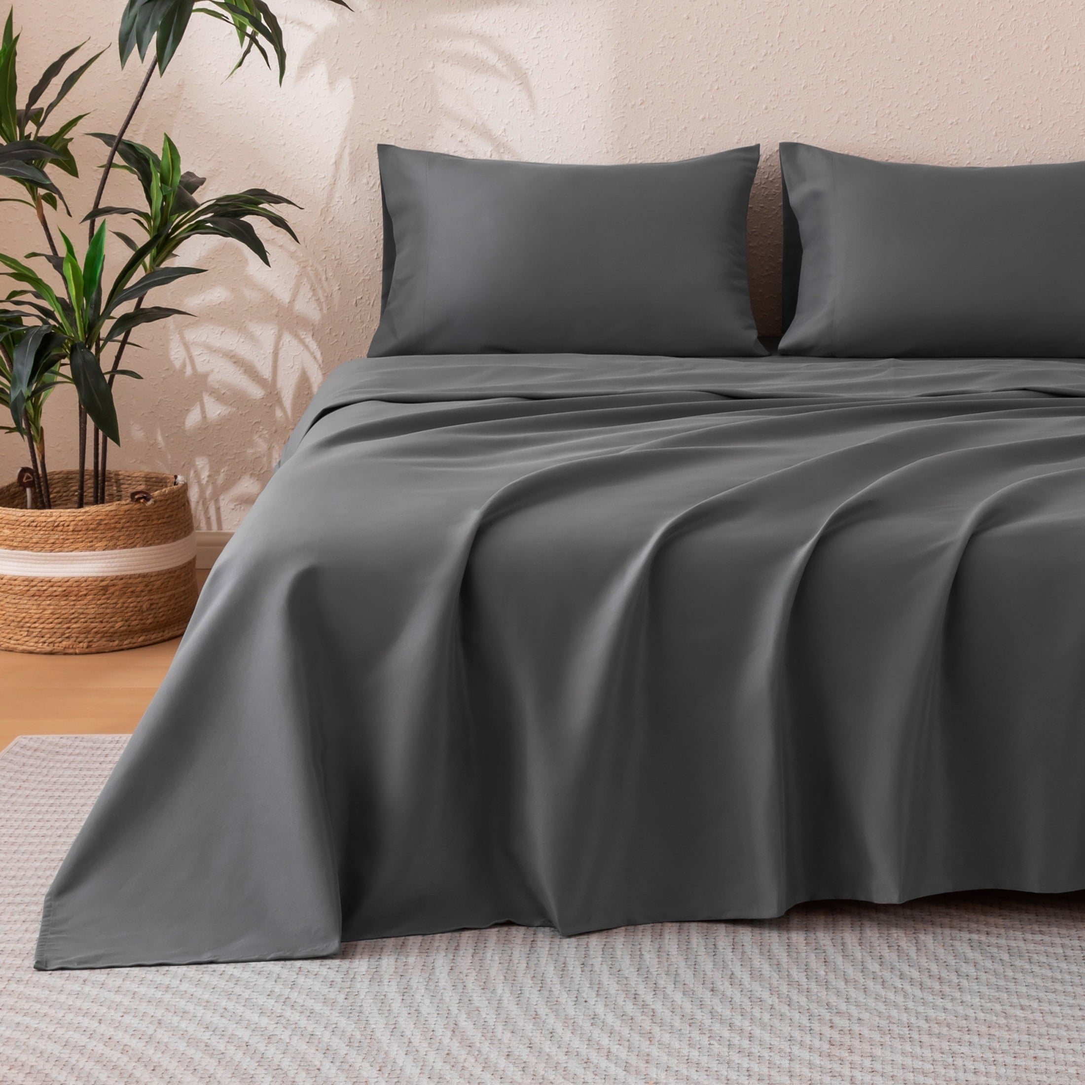 Sonive Sheet Set Twin Size Gray, 3 Pieces 140 GSM Brushed Elastic Fitted Soft & Cozy Bed Sheets Set with Deep Pocket - Image 5