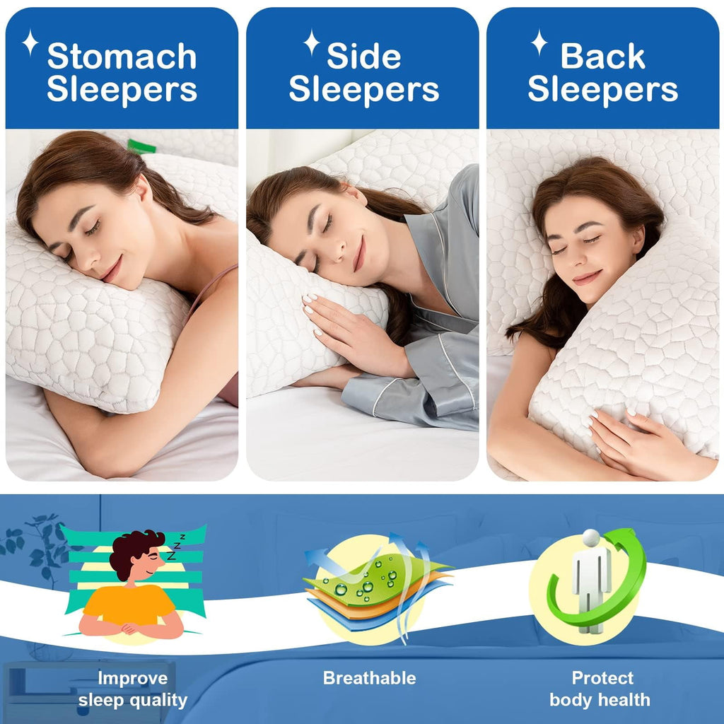 SUPA MODERN Cooling Bed Pillows Queen Size Set of 2, Shredded Memory Foam Pillows for Sleeping 2 Pack, Adjustable Soft Firm Pillow for Side - Image 3