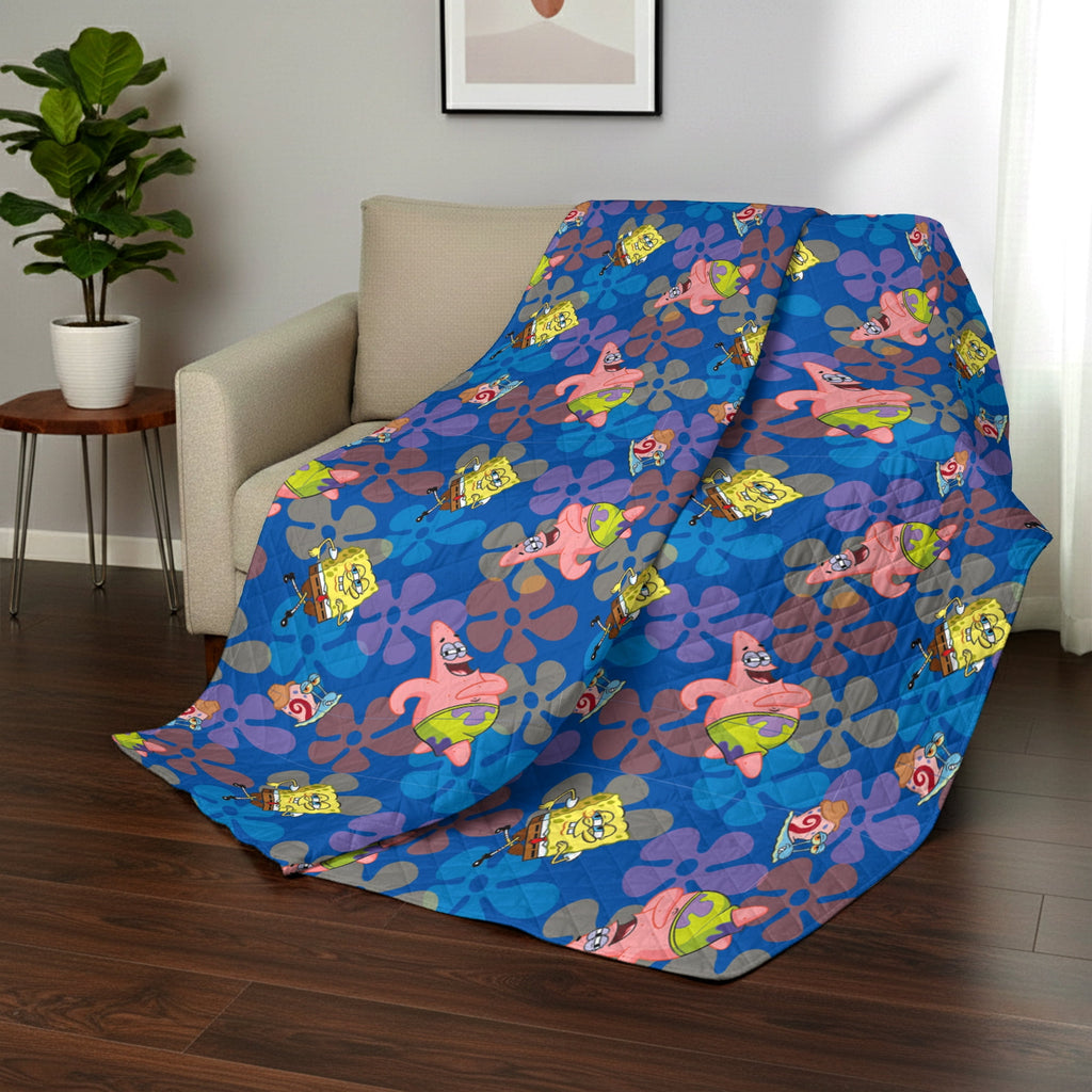 Spongebob Tropical Waltz Quilted Throw Blanket 60x80 inches, Kids Character Bedding - Image 3