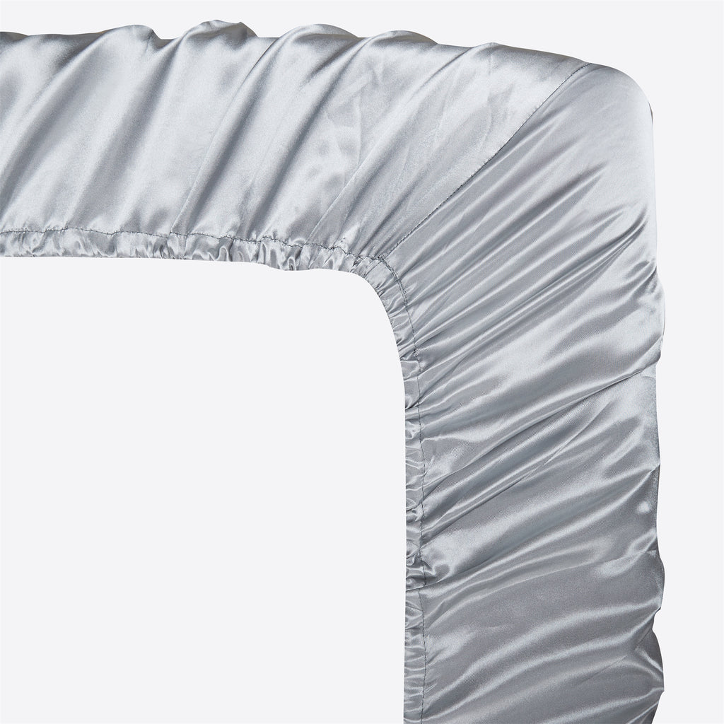 Satin Fitted Sheet King Size 14 Inch Deep Pocket Bed Sheet Silk Sheet Ultra Soft Machine Washable, Light Gray - Image 5