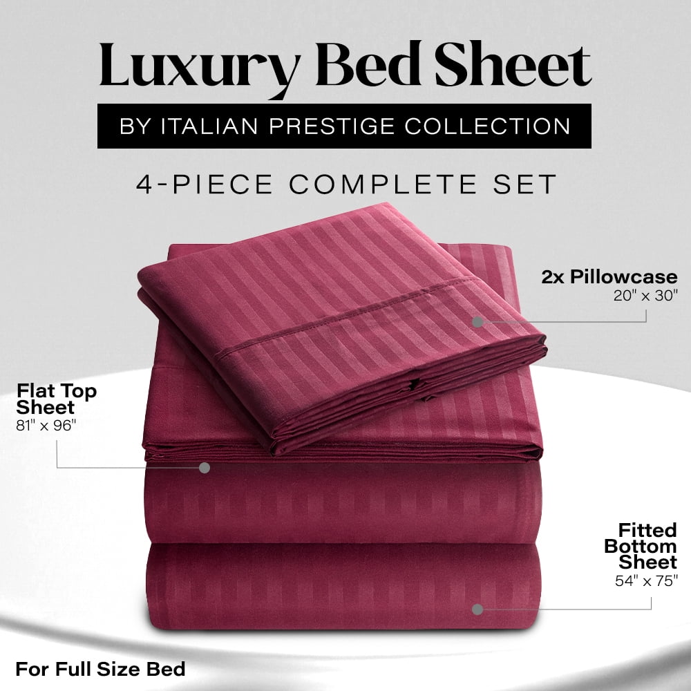 Bedding Set with Flat Sheet, Fitted Bed Sheet & Pillowcases, Full Burgundy - Image 6