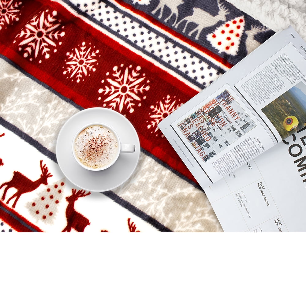 Premium Plush Sherpa Throw Christmas Blanket | Soft, Warm, Cozy, Reversible Microfiber Winter Cabin Throw | Plaid Hol... - Image 2