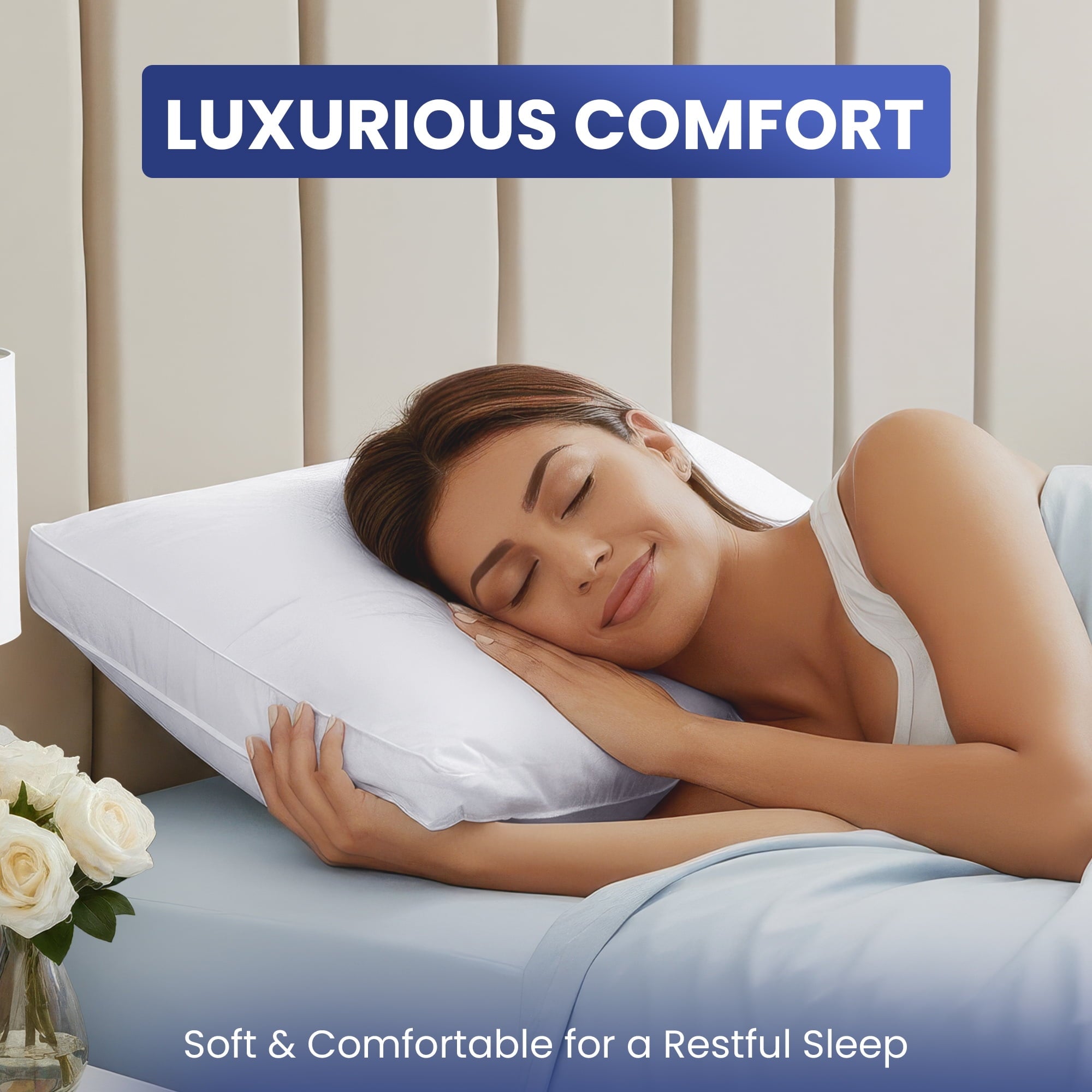 Queen Bed Pillow, 26"L x 18" W, Set of 2, Soft and High-Quality, Gusseted Pillow for All Sleep Positions (White) - Image 5