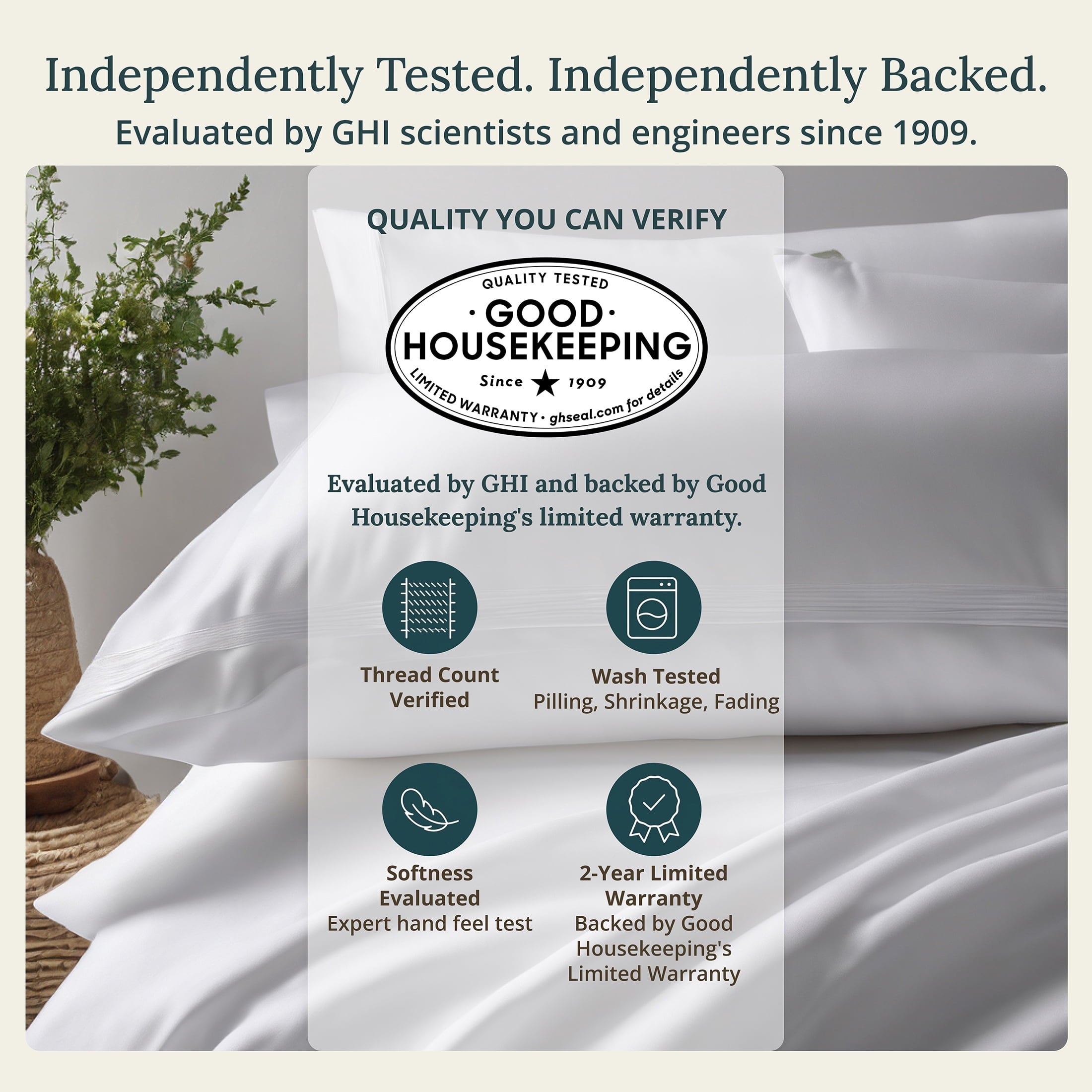 500-Thread-Count 100% Cotton Sheet White Queen-Sheets Set, 4-Piece Extra Long-Staple Combed Cotton Bedding Sheets for... - Image 2