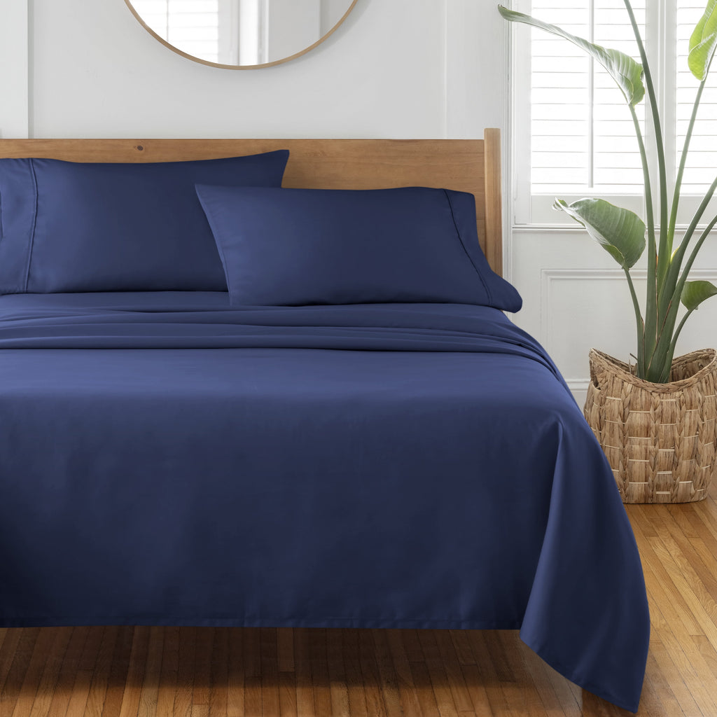 Better Homes & Gardens 4-Piece 300 Thread Count Blue Cove Cotton Sateen Bed Sheet Set, Queen - Image 2