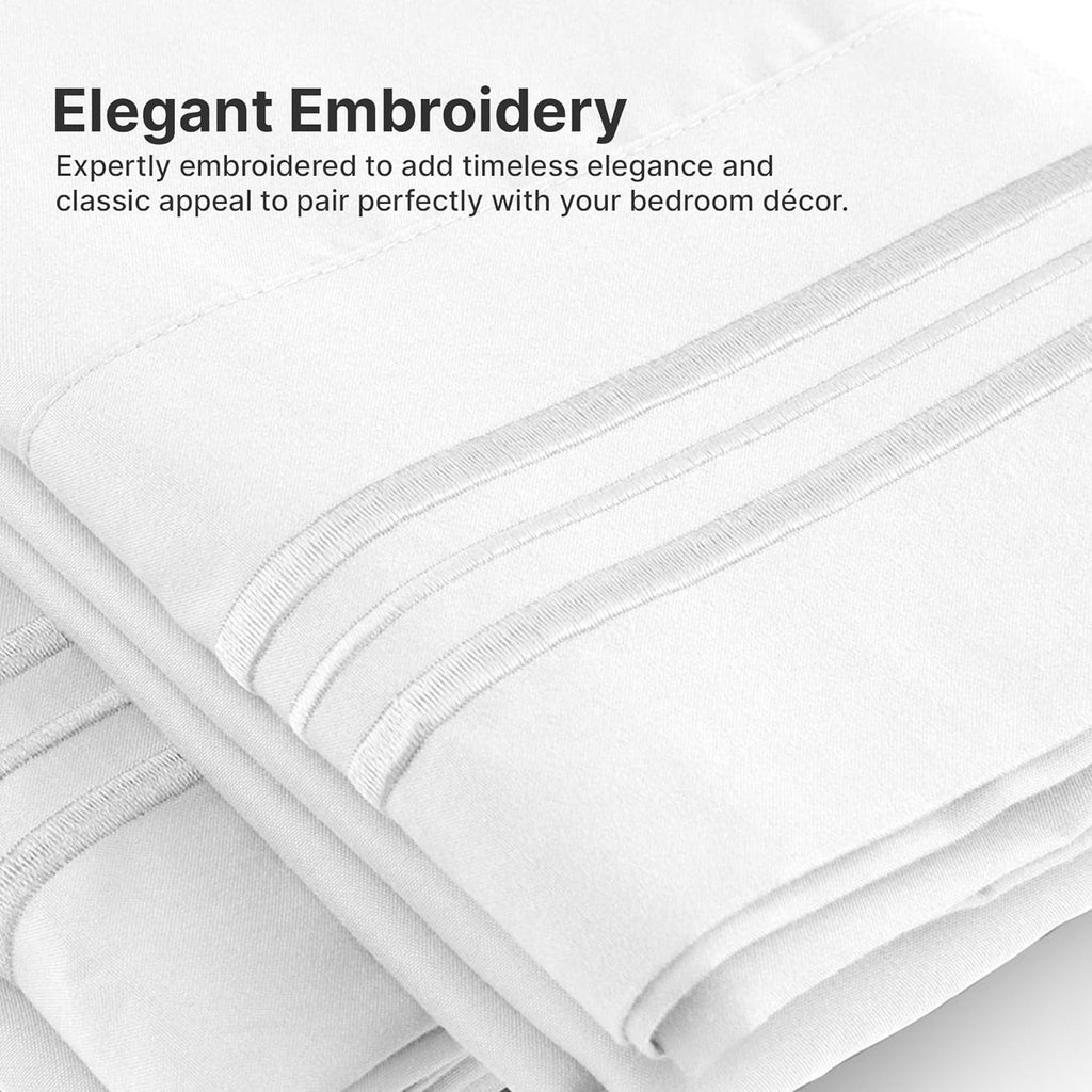 CGK Linens 6-Piece Extra Deep Pocket Sheet Set With Extra Matching Pillowcases - King Size Bed Sheets Fits 18"-24" Ma... - Image 4