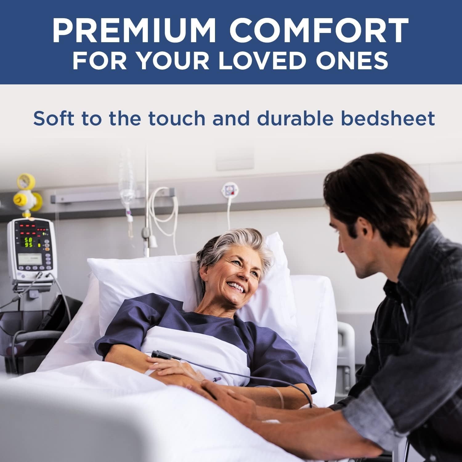 2 Pack Fitted Hospital Bed Sheets with Elastic All Around for a Perfect Fit - Cotton Rich Soft Knitted Jersey Sheet, ... - Image 4