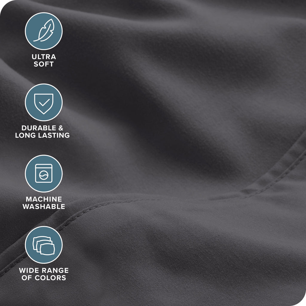 Bare Home Luxury Bed Sheet Set - Premium 1800 Collection - 6 Piece - Queen, Gray - Image 4