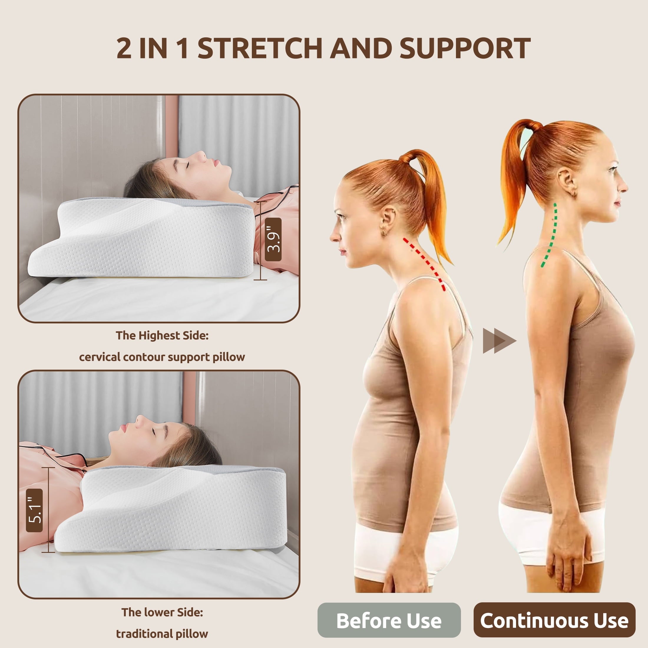 Memory Foam Pillow for Neck Pain Relief Cervical Sleepers Standard/Queen Gray - Image 4