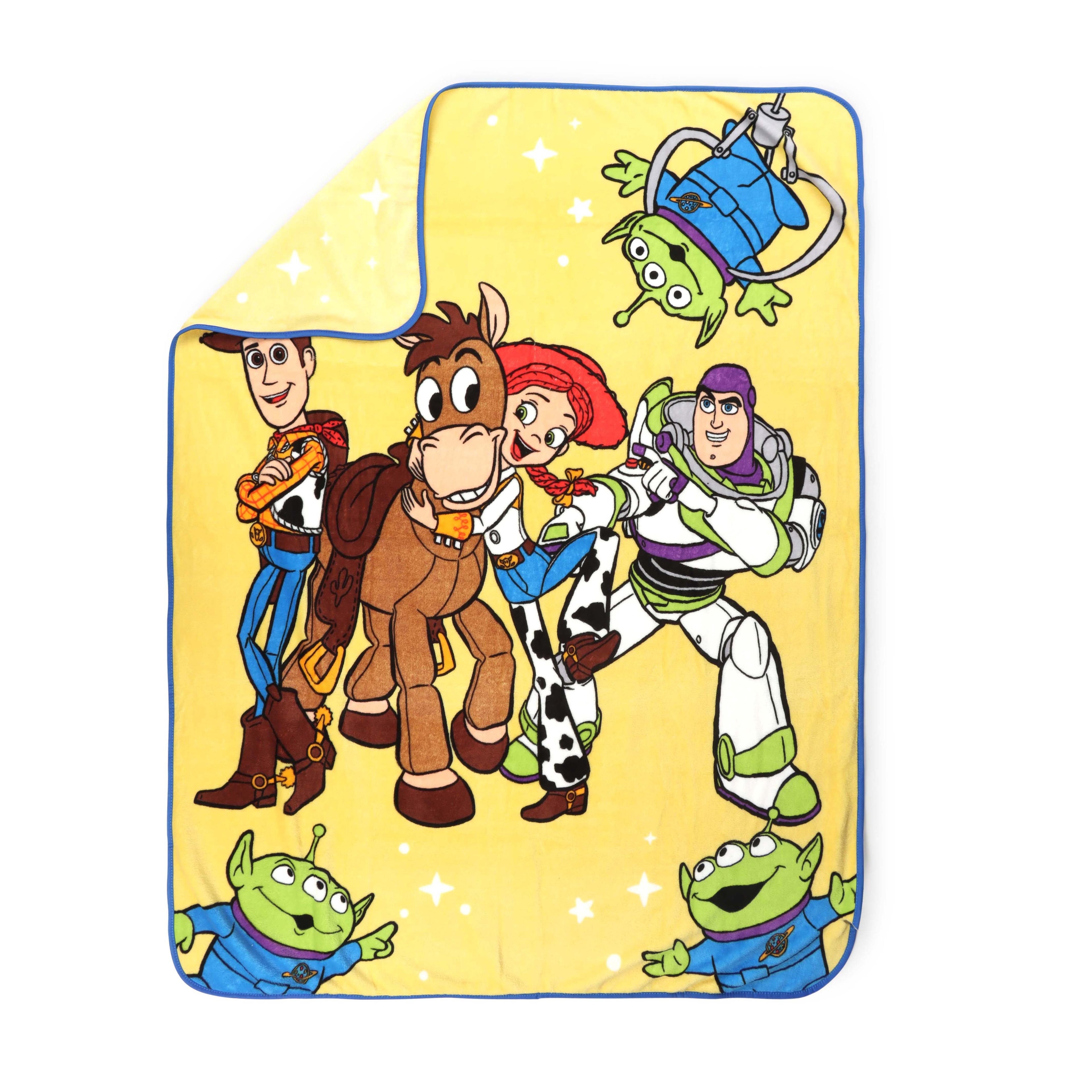 Toy Story Space Kids Throw Blanket, Soft Coral Fleece, Yellow, 46" x 60" - Image 3