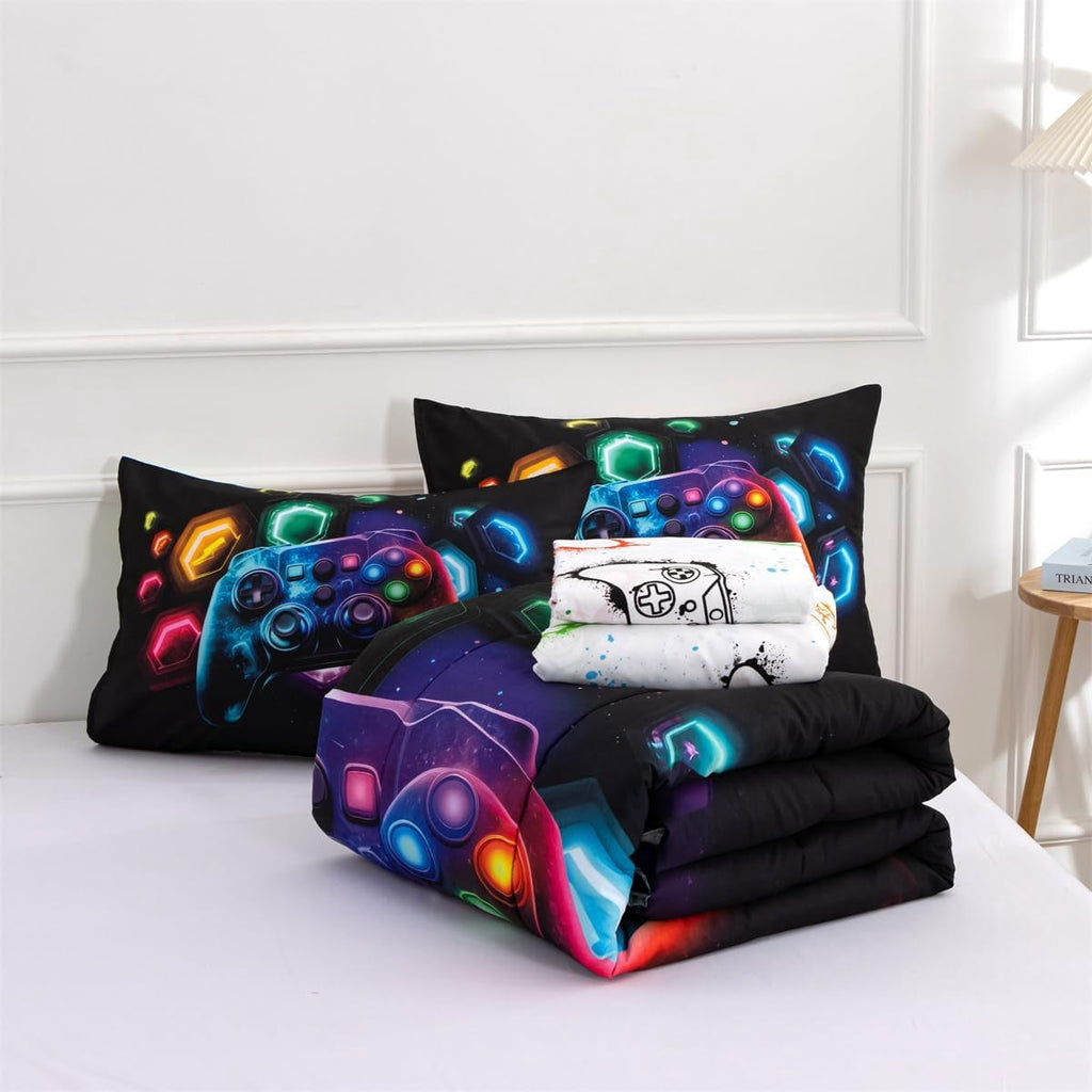 Game Console Comforter Set for Boys Girls Kids Space Universe Gaming Geometric Lightweight Microfiber Gamer Bedding S... - Image 6