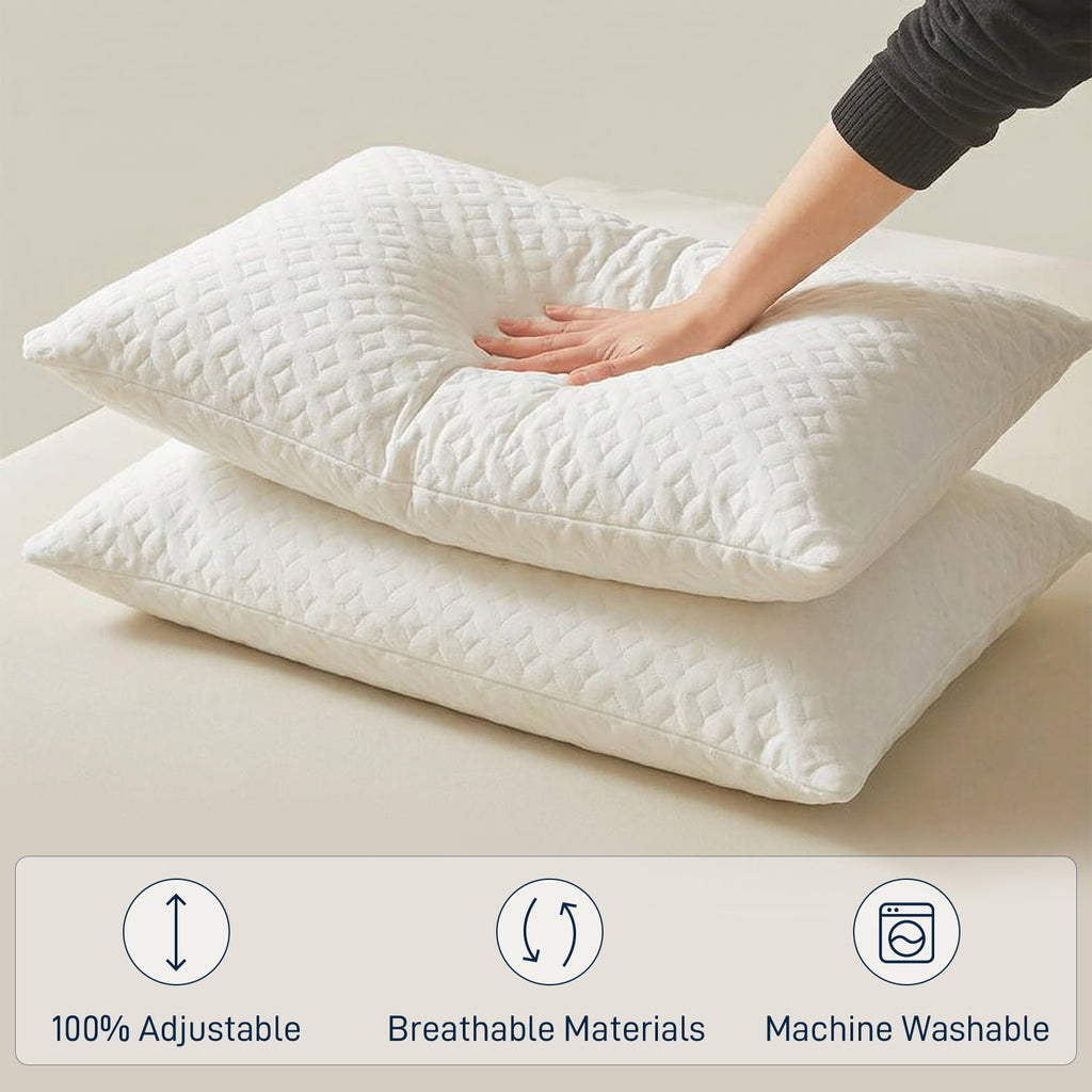 Bed Pillows Cross Cut Memory Foam For Sleeping,Queen Size Bedding Pillow(White), Original Pillow for Sleeping，Adjusta... - Image 5