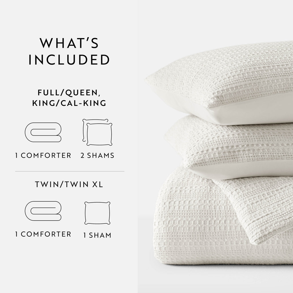 Textured Waffle Comforter Set ins Natural Waffle Comforter Bedding Sets, King/Cal King Size Bedding - Image 3