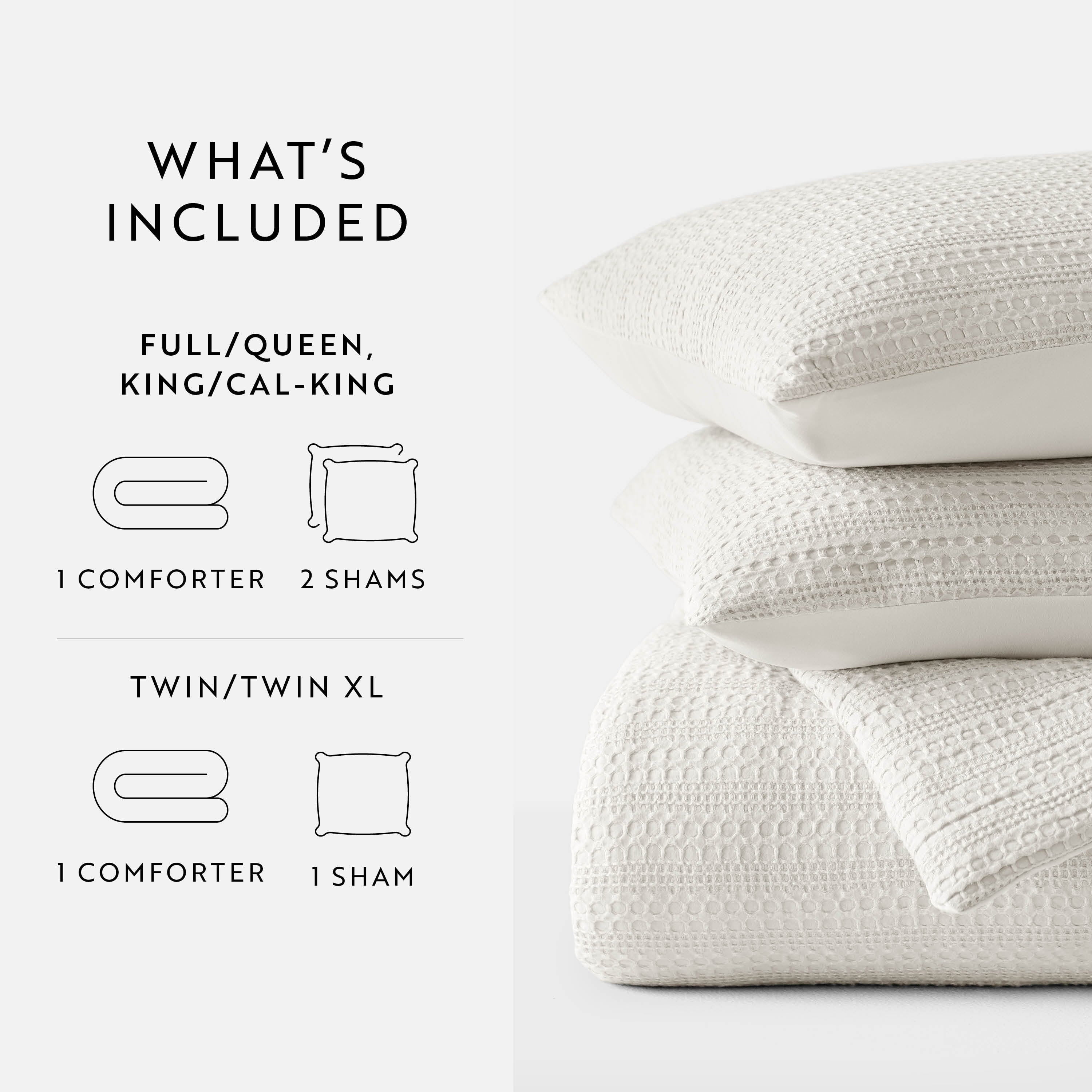 Textured Waffle Comforter Set ins Natural Waffle Comforter Bedding Sets, King/Cal King Size Bedding - Image 3