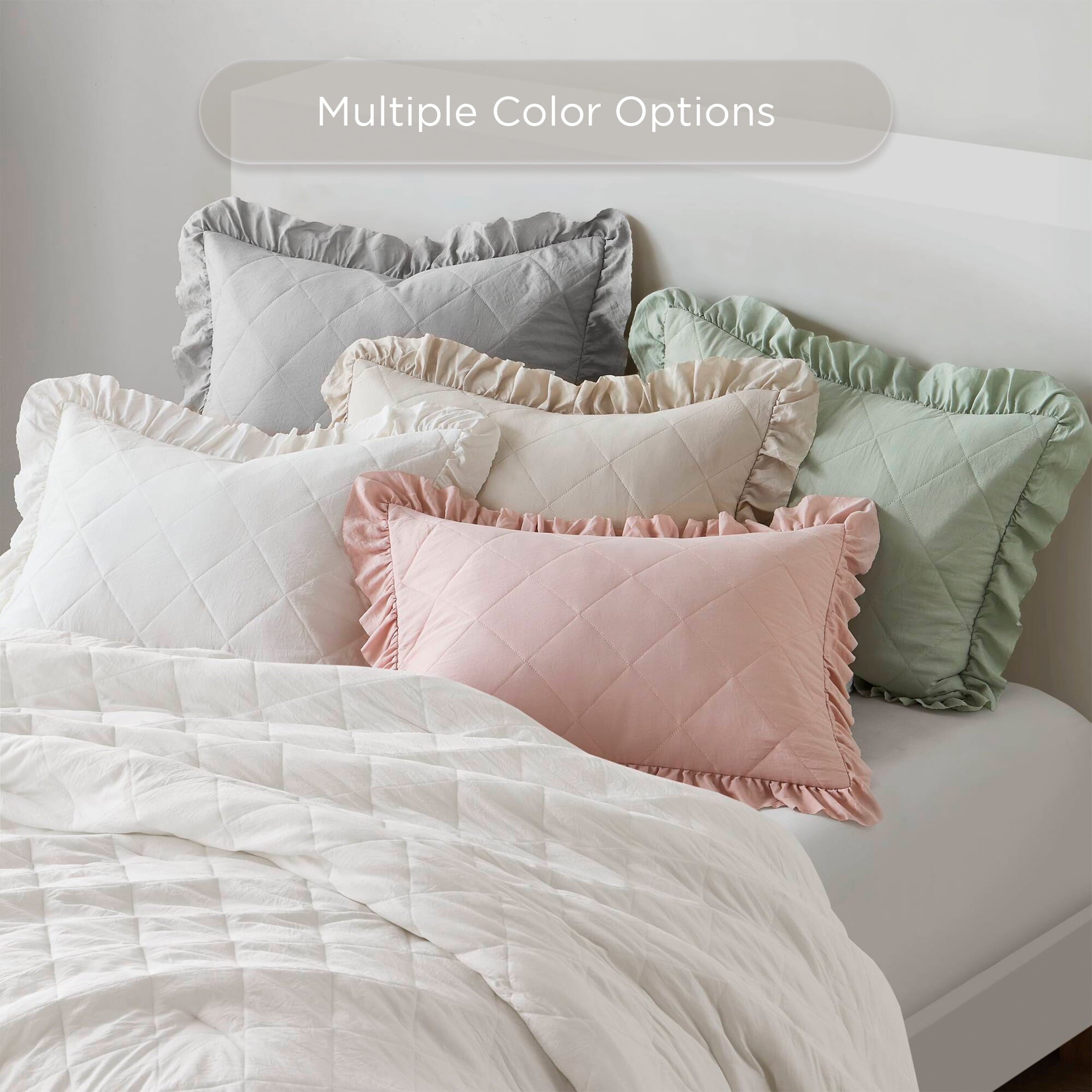 Full/Queen Comforter Set Sage, 3 Pieces Quilted Ruffle Comforters Full/Queen Size, Solid Bedding Comforters Sets, Gif... - Image 5