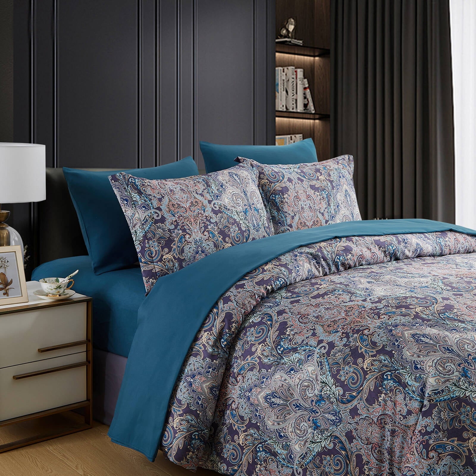 Wajade 7PCS Boho Paisley Print Luxury Comforter Bed in a Bag Set Queen Size, Vintage Floral Medallions Microfiber Bedding Set - Image 5
