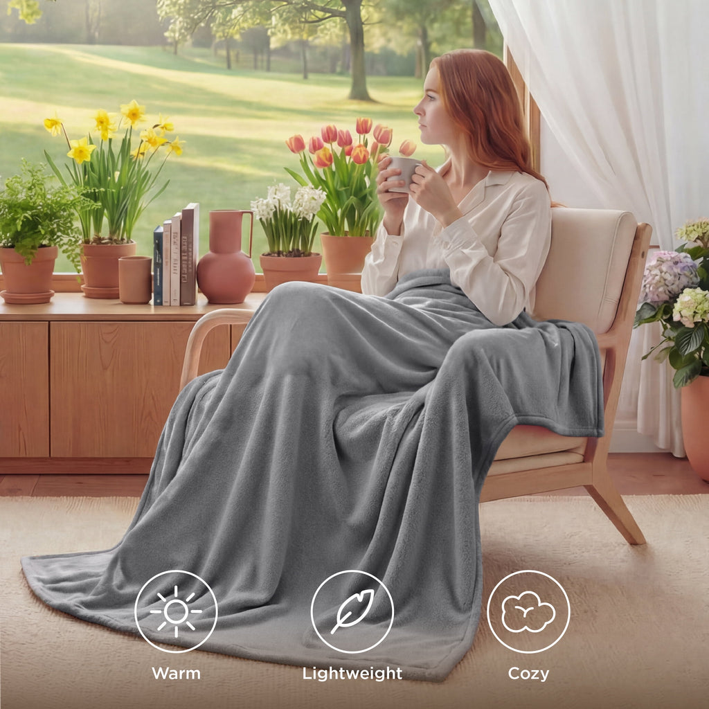 U by Bedsure Fleece Throw Blanket for Couch Grey, Lightweight Plush Fuzzy Cozy Soft Blankets and Throws for Sofa, 50x60 inches - Image 5