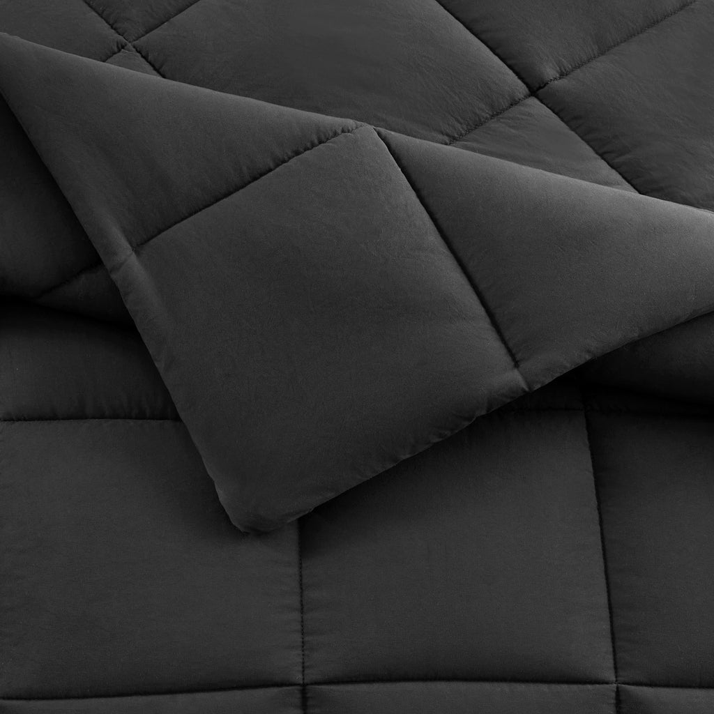 All in One Down Alt Reversible Comforter and Sheet set- 5 Piece, Twin, Black - Image 2