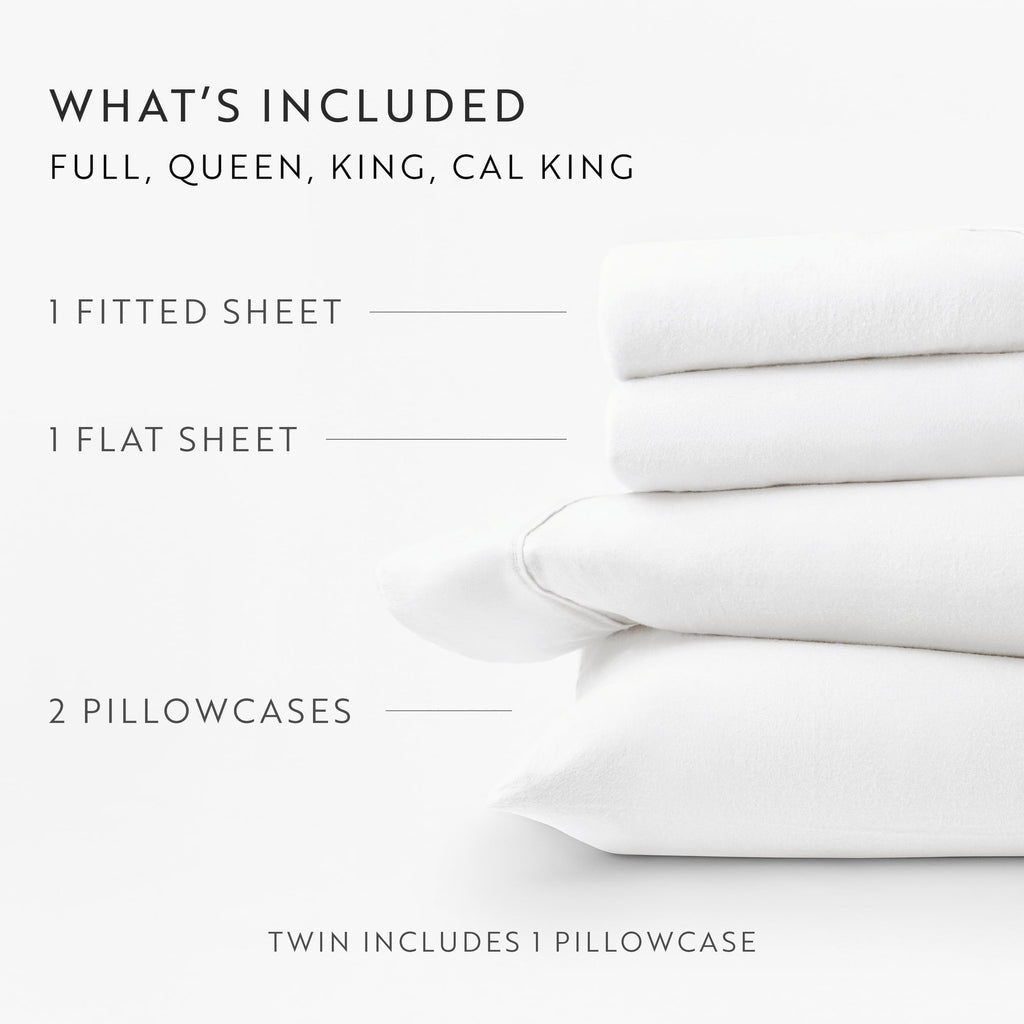 100% Cotton Flannel Bed Sheets Set for Full Size Bedding in White - Image 3