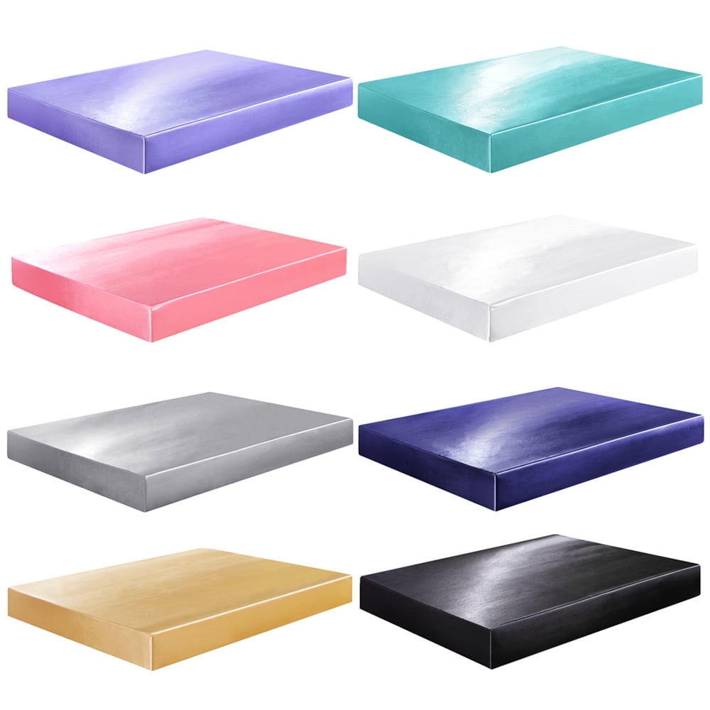 ANMINY Fitted Sheet Deep Pocket Bed Sheet Satin Silk Sheets Ultra Soft Machine Washable Twin, Navy Blue - Image 5