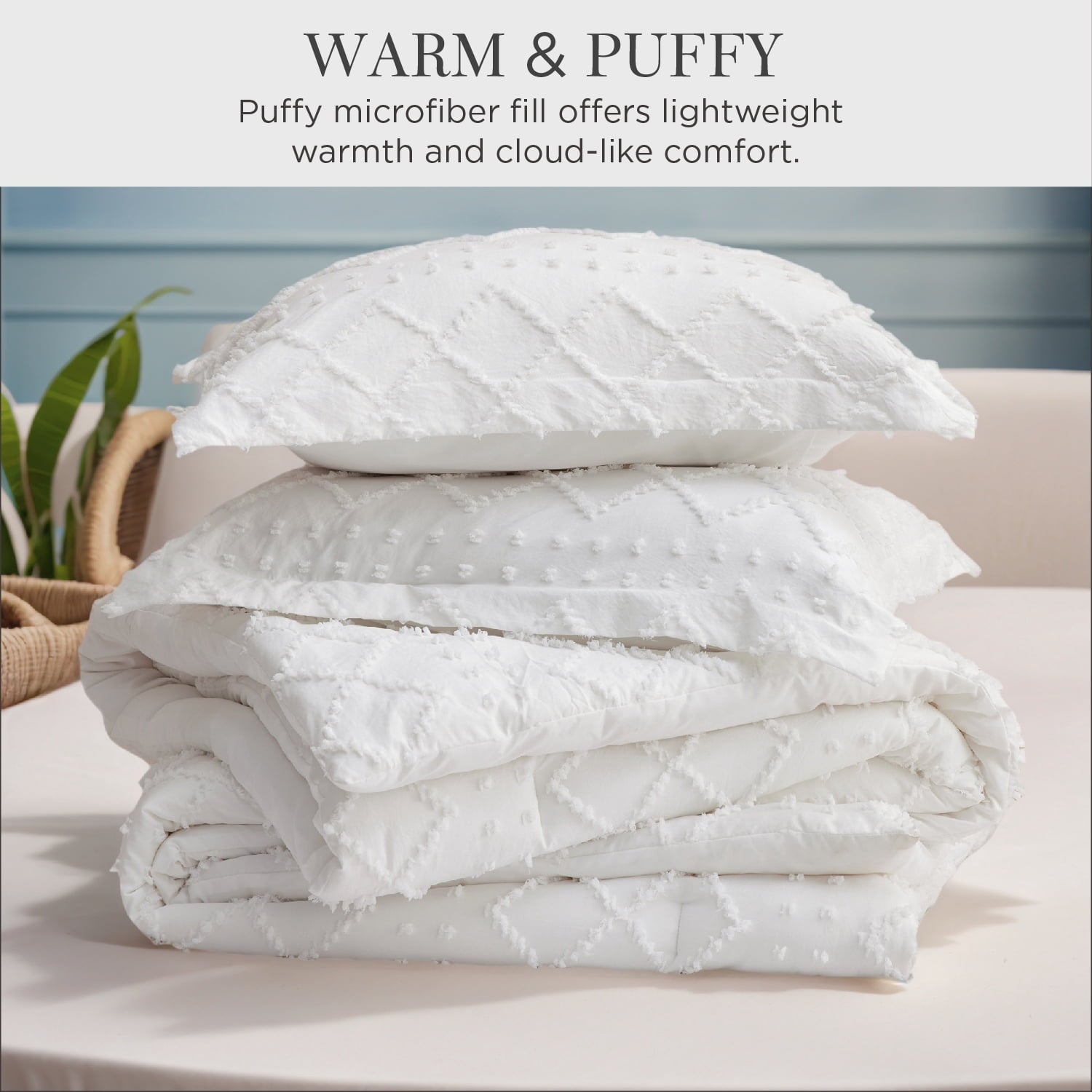 U by Bedsure Queen Comforter Set, Boho Tufted Shabby Chic Bedding Comforter Set, 3 Pieces Farmhouse Bed Set for All Seasons, White Bedding S - Image 5