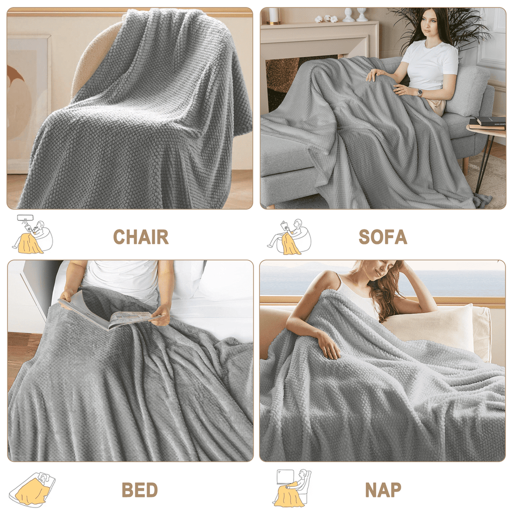 Soft Jacquard for Couch, Waffle Weave Fuzzy s for Home Decor, Lightweight and Warm Bed s for Bed Sofa Office Travel - Image 3