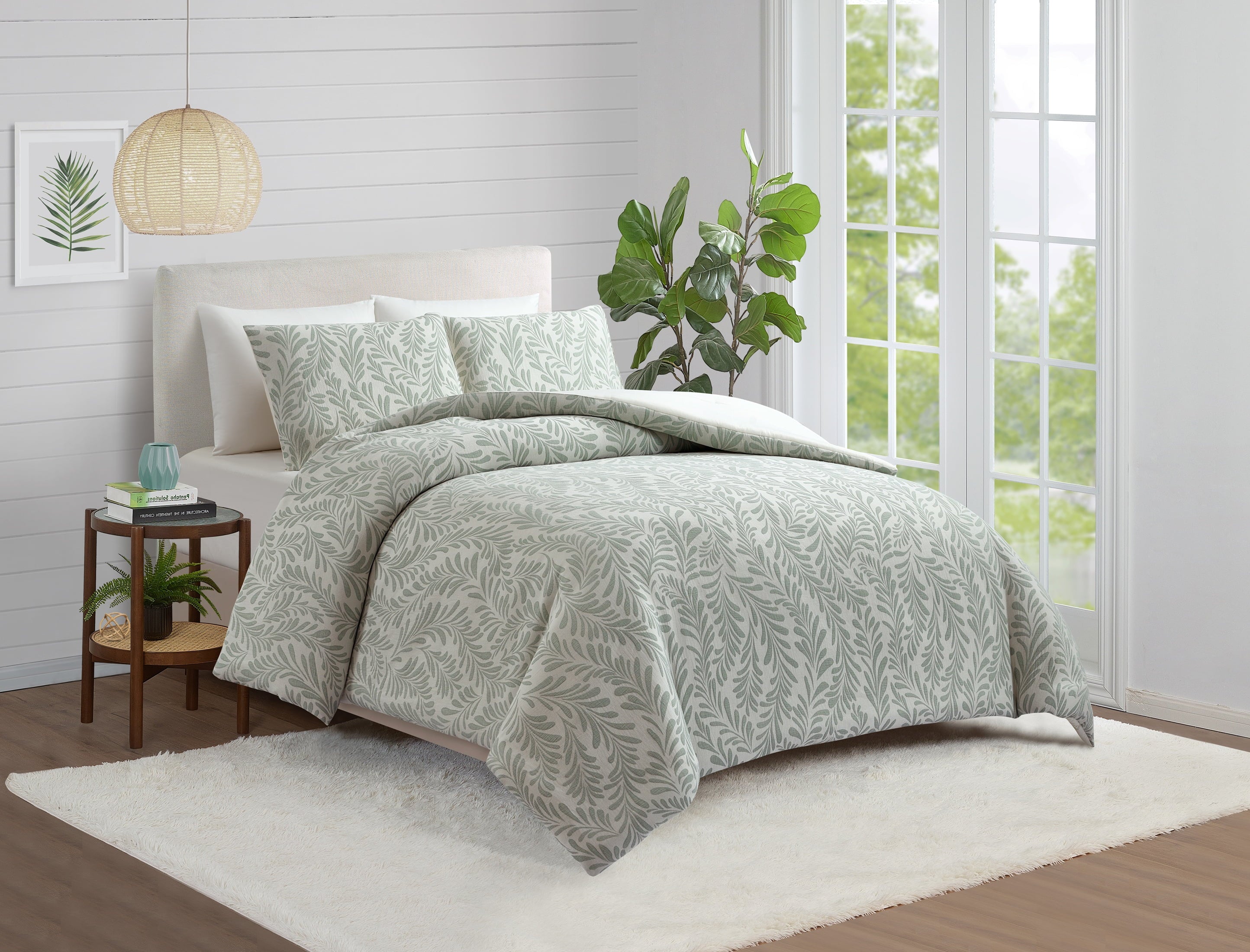 Botanical 3-Piece Comforter Set, Green, Full Queen, All Ages - Image 5