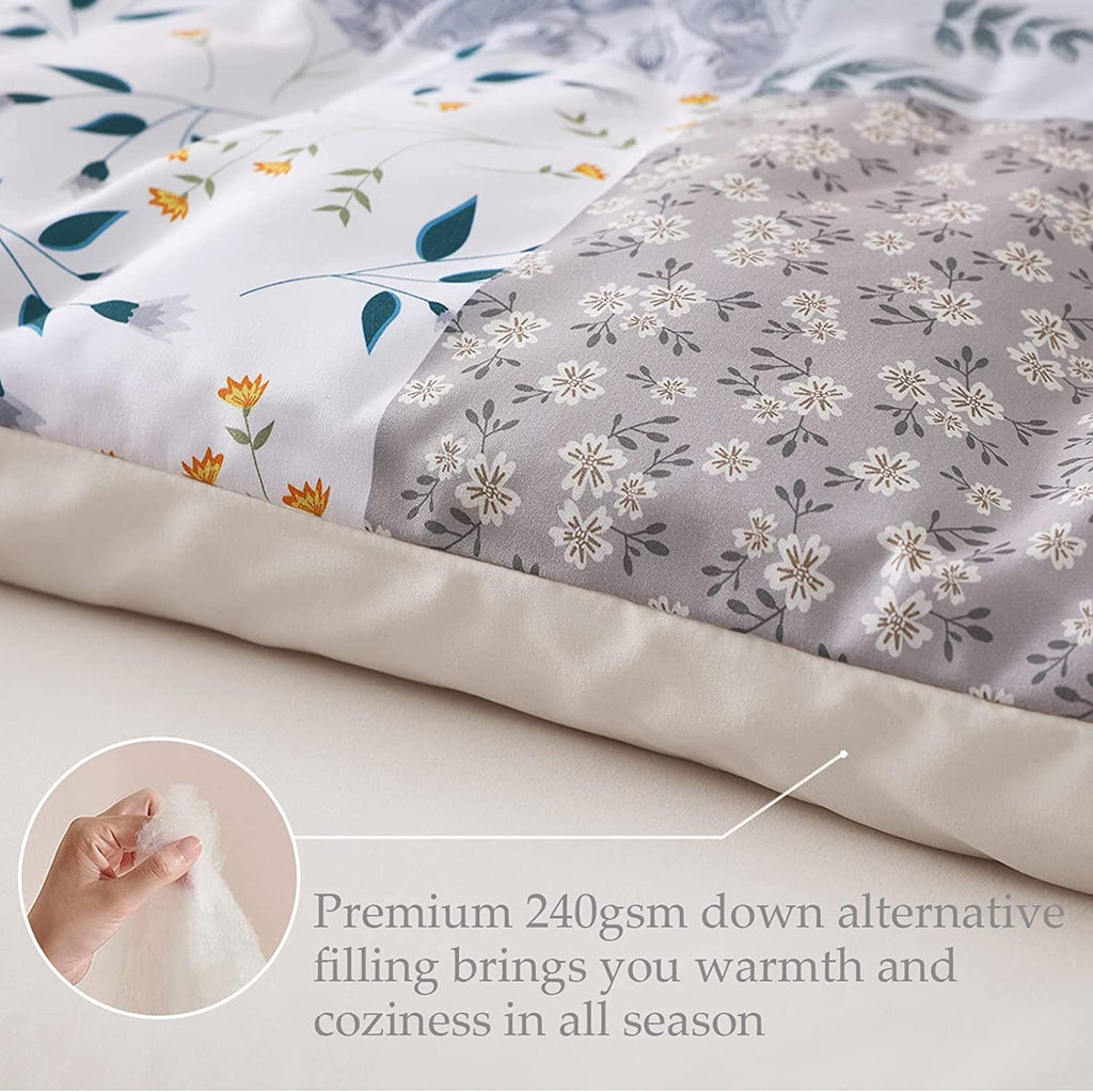 Whale Flotilla 3-Piece Queen Comforter Set, Soft Reversible Bedding Comforter Sets, Patchwork Printed Down Alternative Comforter Duvet for A - Image 5