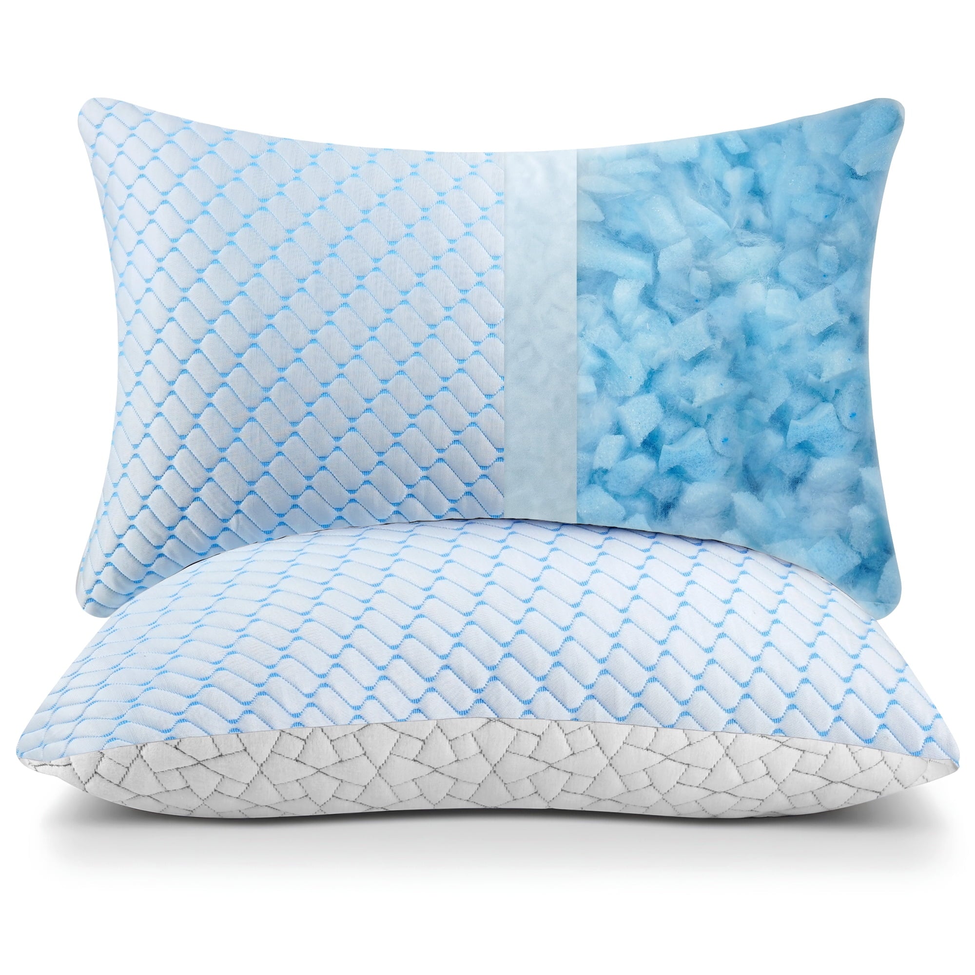 PYPUMSA Shredded Memory Foam Pillows Standard Size Set of 2, Regulating Reversible Cooling Pillow Bed Pillow for Bed, Adjustable Loft Bed Fi - Image 5
