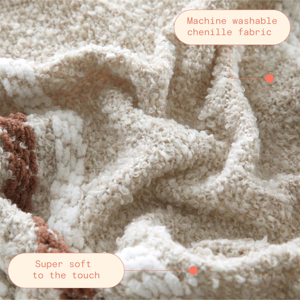 Beautiful 60" x 50" Cozy Striped Porcini Chenille Throw by Drew Barrymore - Image 5