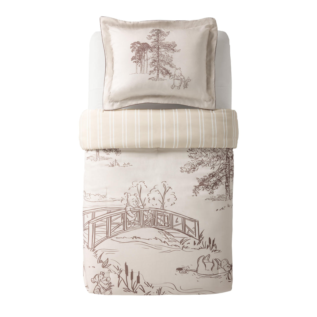 Winnie The Pooh Kids 2 Piece Khaki Comforter and Sham Bedding Set, Twin/Full - Image 3