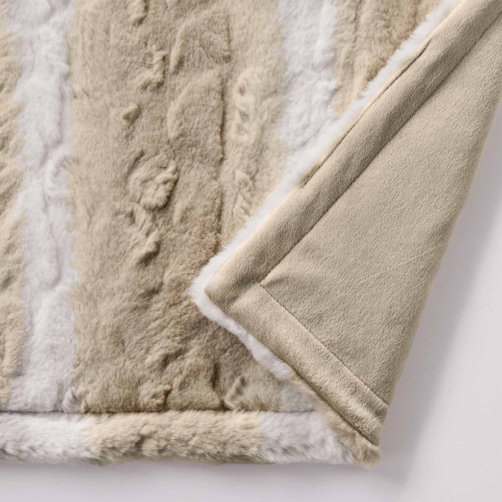 Almond Biscuit Ombre Faux Fur Throw, 50"x72" - Image 3