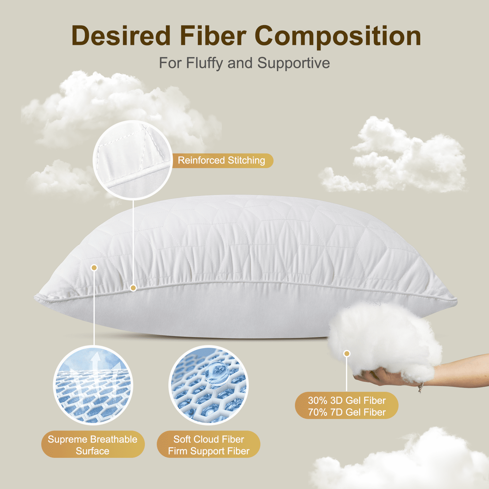 Bed Pillows Queen Size Set of 2, Hotel Gusseted Pillows for Sleeping, Alternative to Down Pillows, Soft Supportive & ... - Image 2
