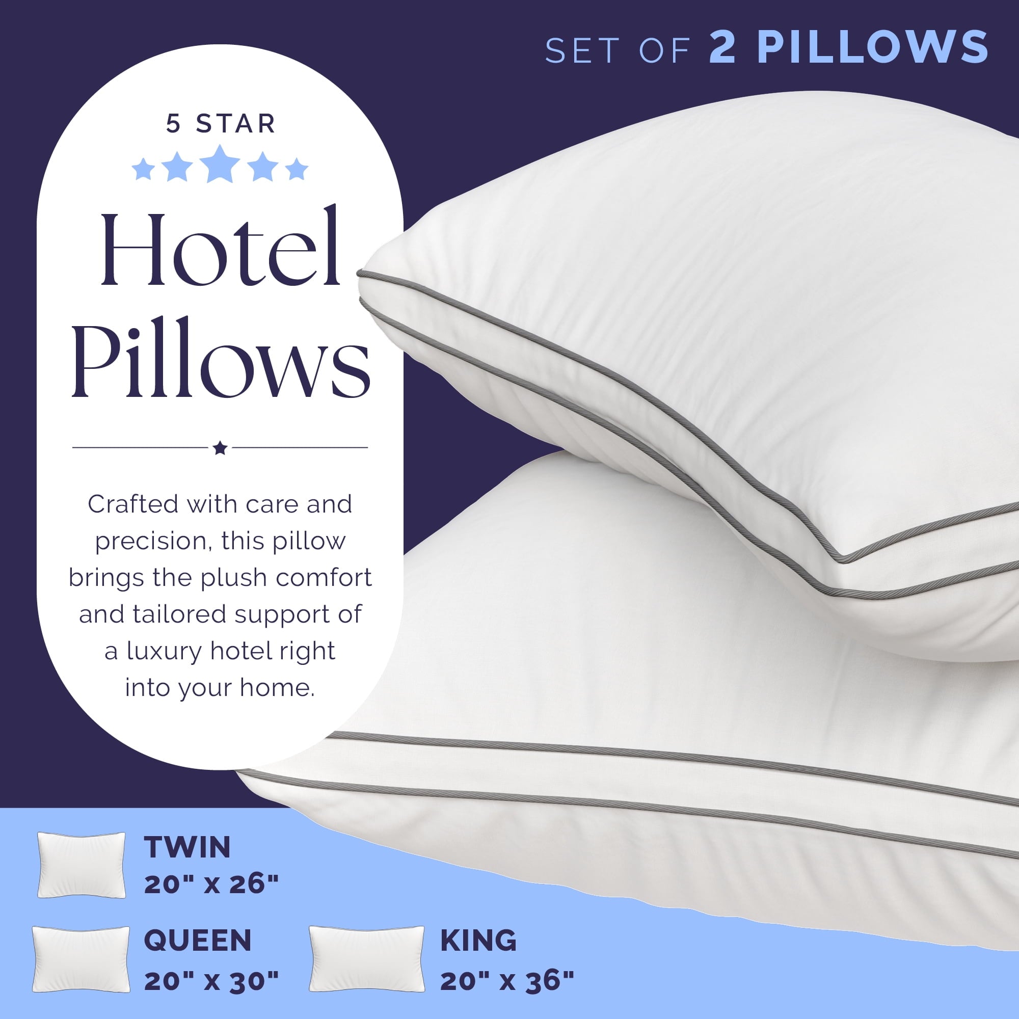 Bed Pillows Queen Size Set of 2 - Luxury Down Alternative Pillow - 5 Star Hotel Pillows for Back, Side and Stomach Sl... - Image 3