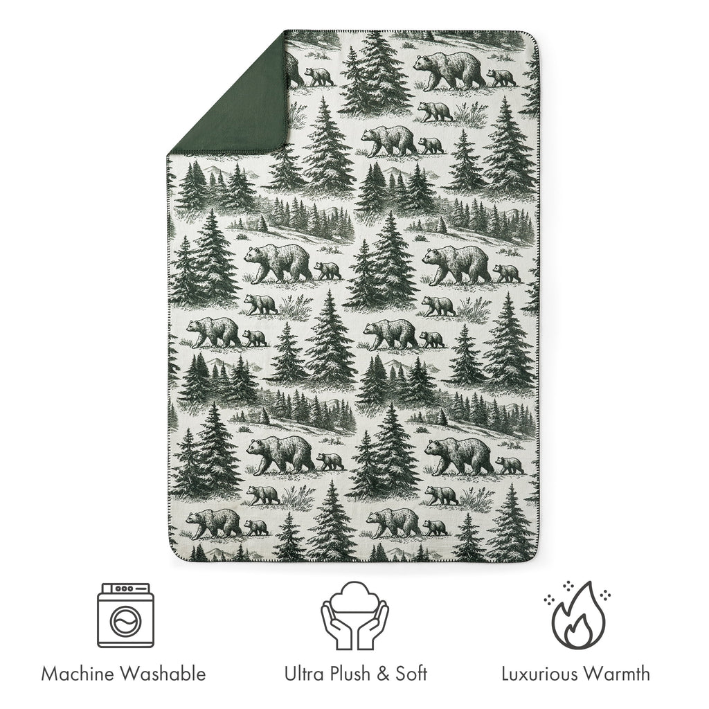 Pawz Plush Oversized Throw Blanket for Couch or Bed, Soft Flannel Fleece, Green Pine Trees, 50"x72" - Image 4