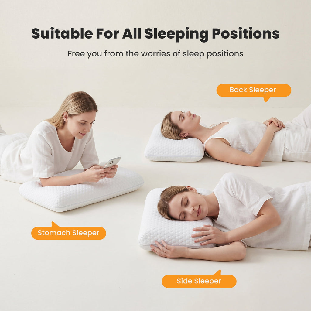 Gianna Memory Foam Pillow for Sleeping, Gel Cooling Bed Pillow with Breathable Mesh and Washable Cover for Back and Side Sleepers, White (1 - Image 4