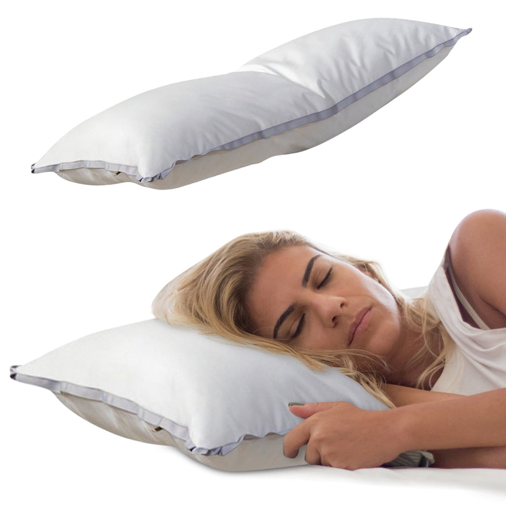 Extra Flat Soft Thin Pillows Queen Size, Bed Pillow with Full Cotton Filling for Side Back Stomach Sleepers, 20x30 In... - Image 4