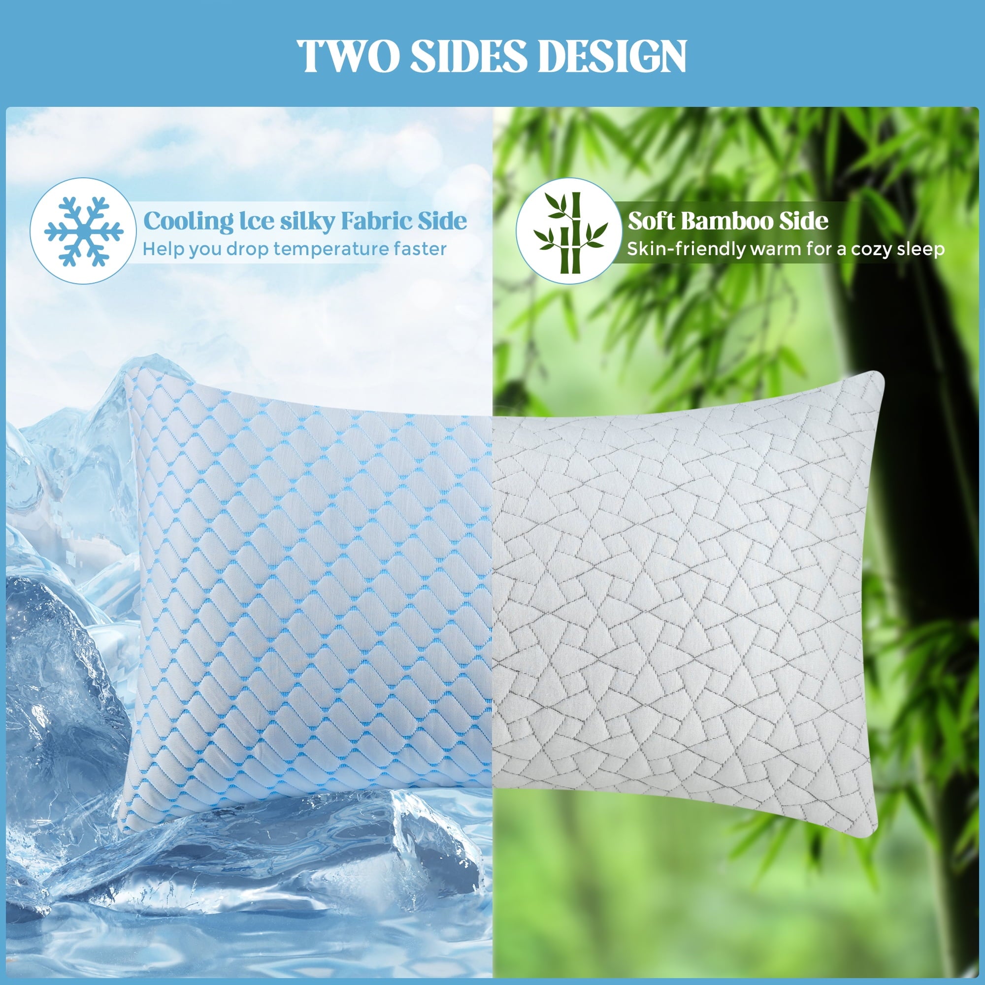 PYPUMSA Shredded Memory Foam Pillows Standard Size Set of 2, Regulating Reversible Cooling Pillow Bed Pillow for Bed, Adjustable Loft Bed Fi - Image 2