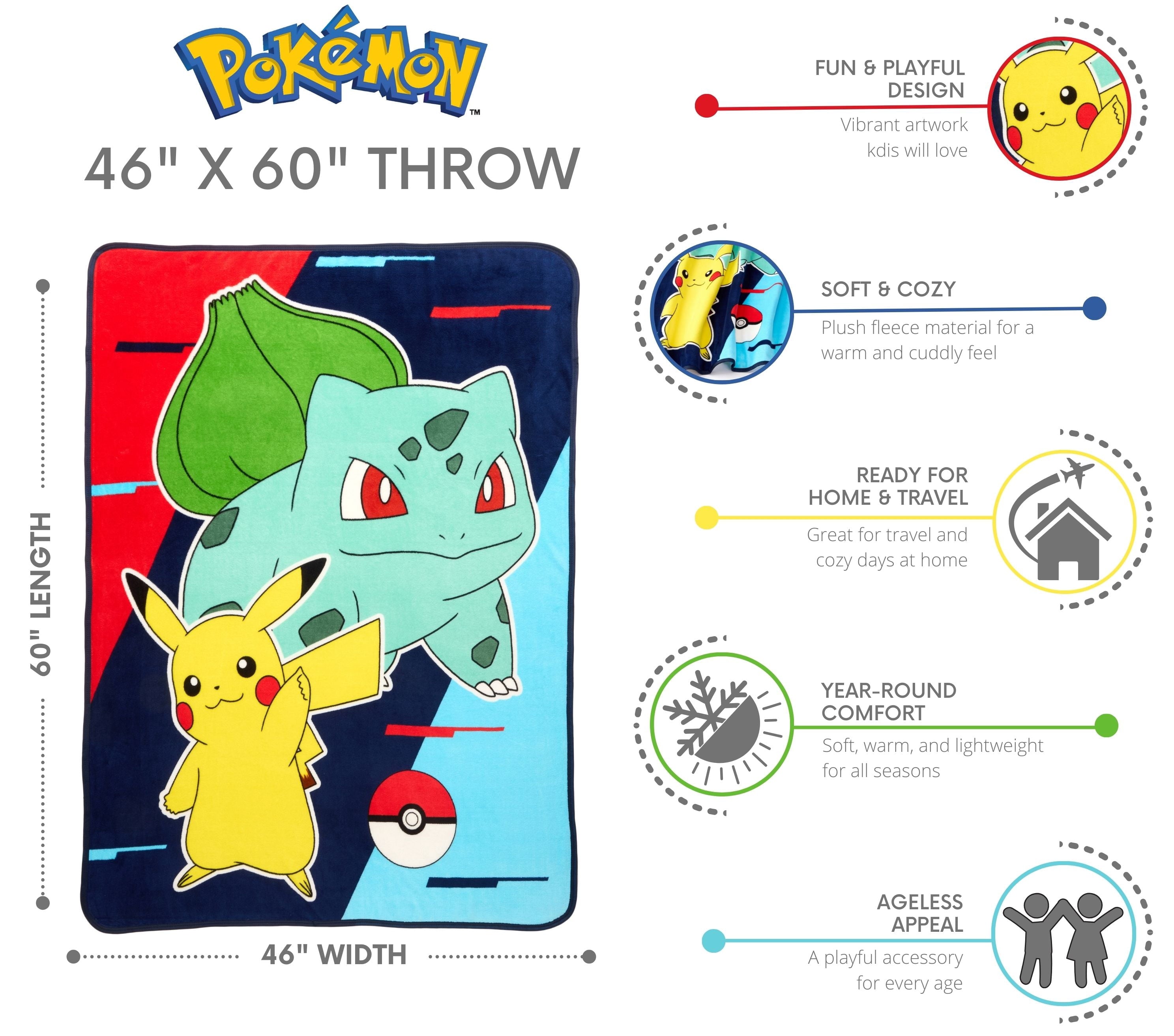 Pokemon Kids Print Fleece Throw Blanket, 46 x 60 - Image 4
