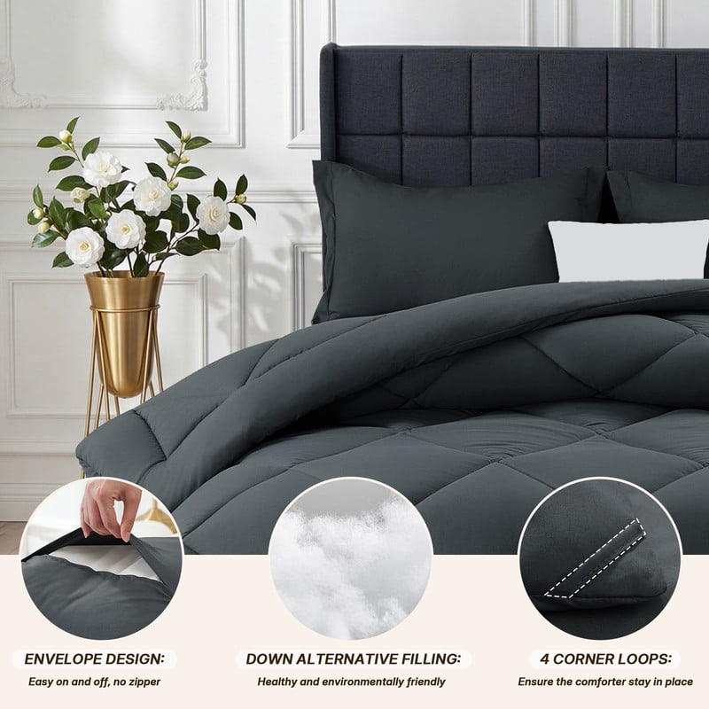 3 Pieces Queen Size Comforter Set, All Season Lightweight Breathable Bedding Set with 1 Down Alternative Comforter an... - Image 6